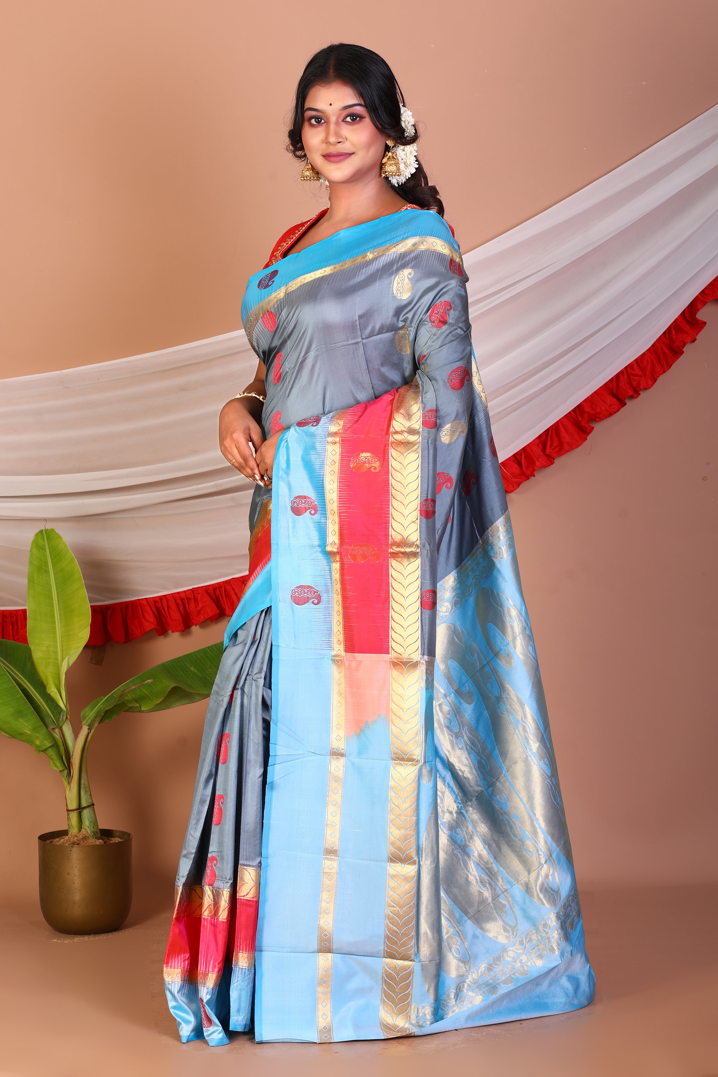 Blue Pure Kanjivaram Silk Saree - Keya Seth Exclusive