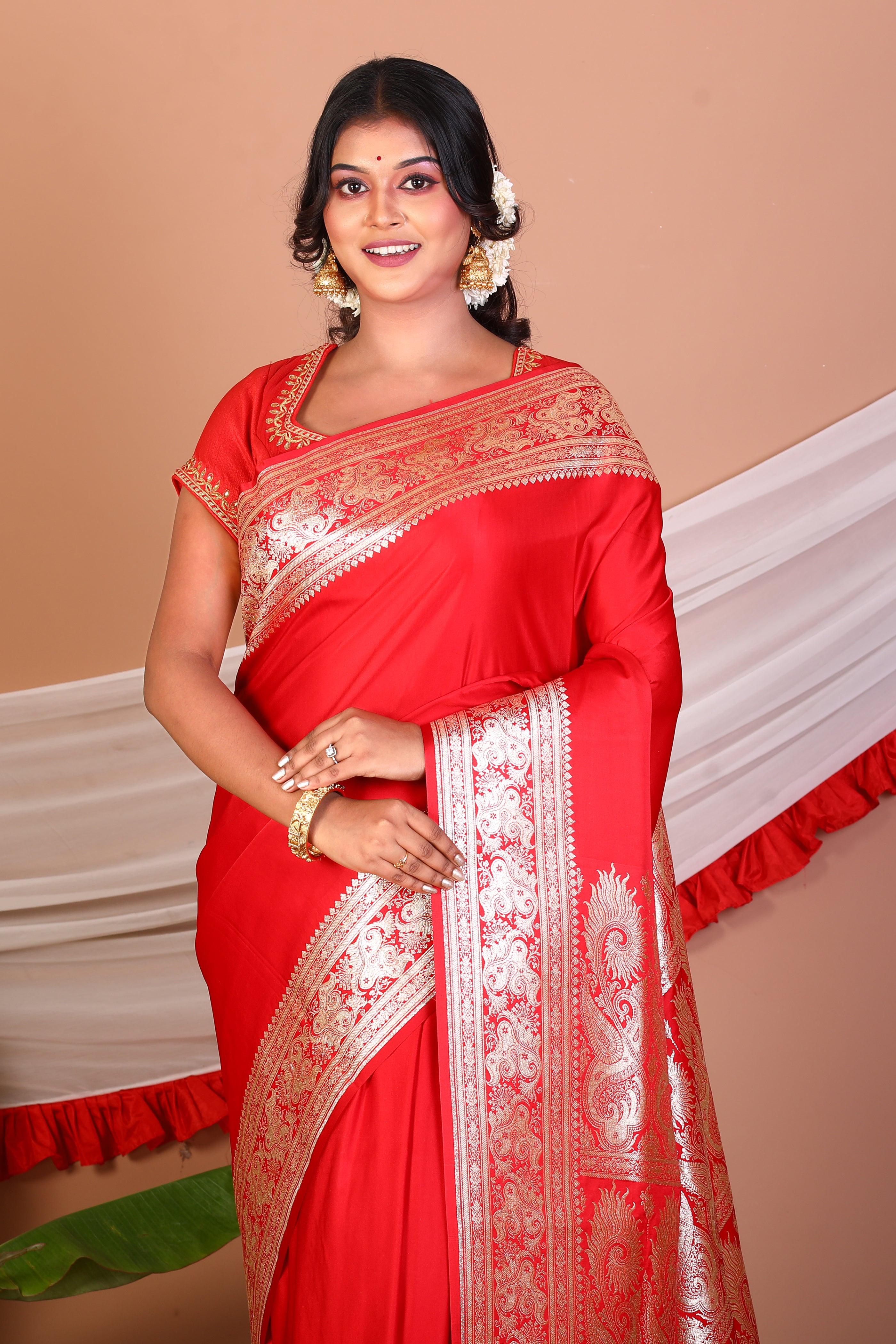 Red Blended Banarasi Saree - Keya Seth Exclusive