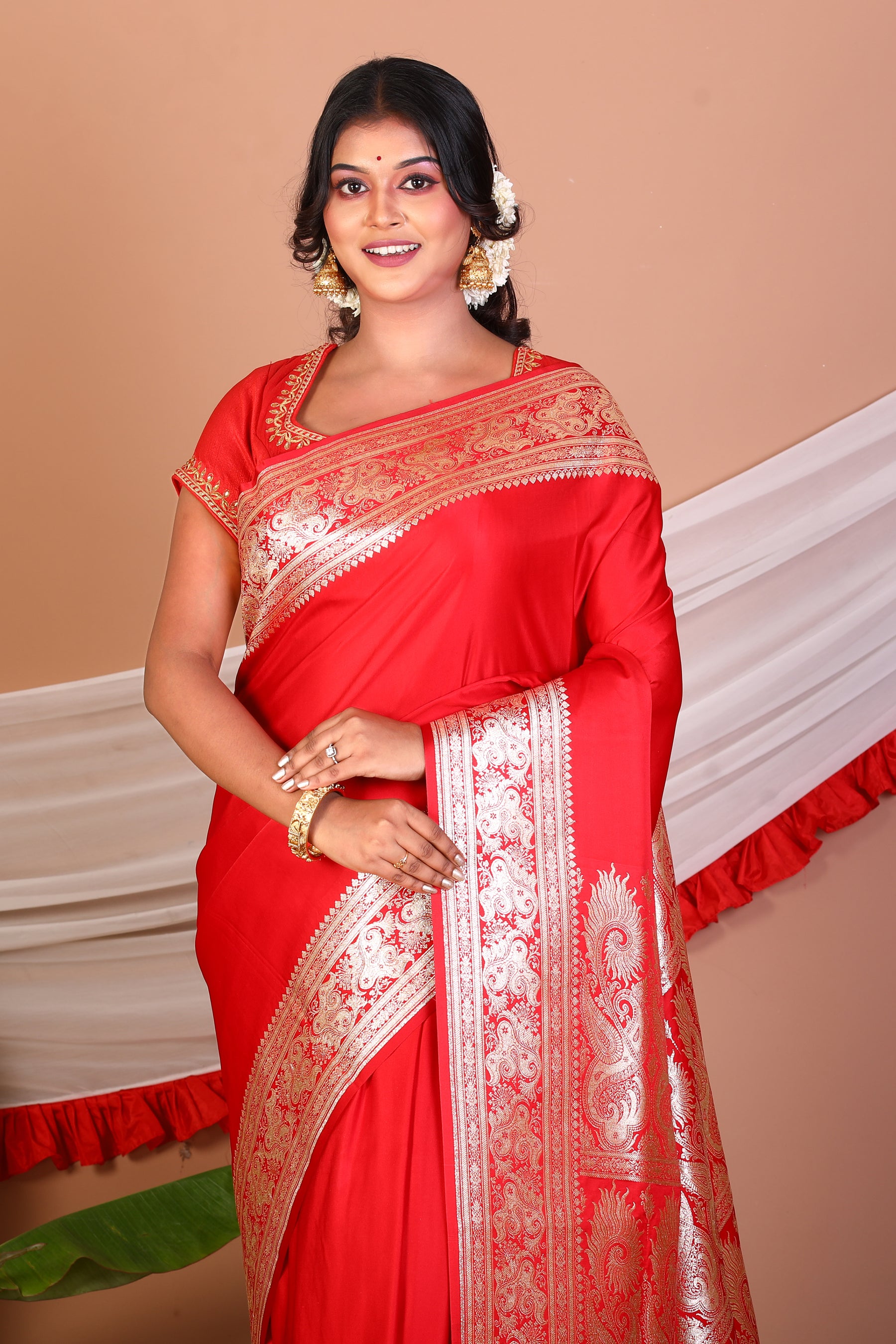 Red Blended Banarasi Saree - Keya Seth Exclusive