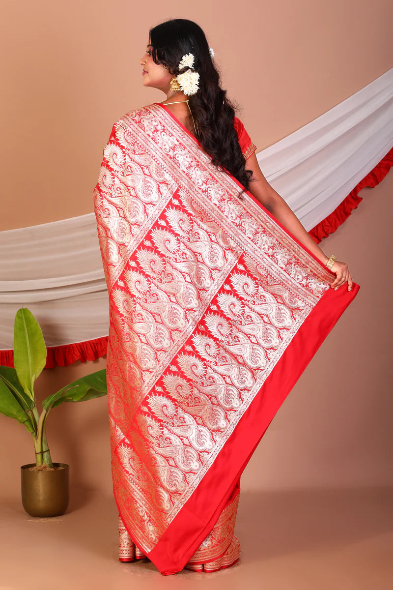 Red Blended Banarasi Saree - Keya Seth Exclusive
