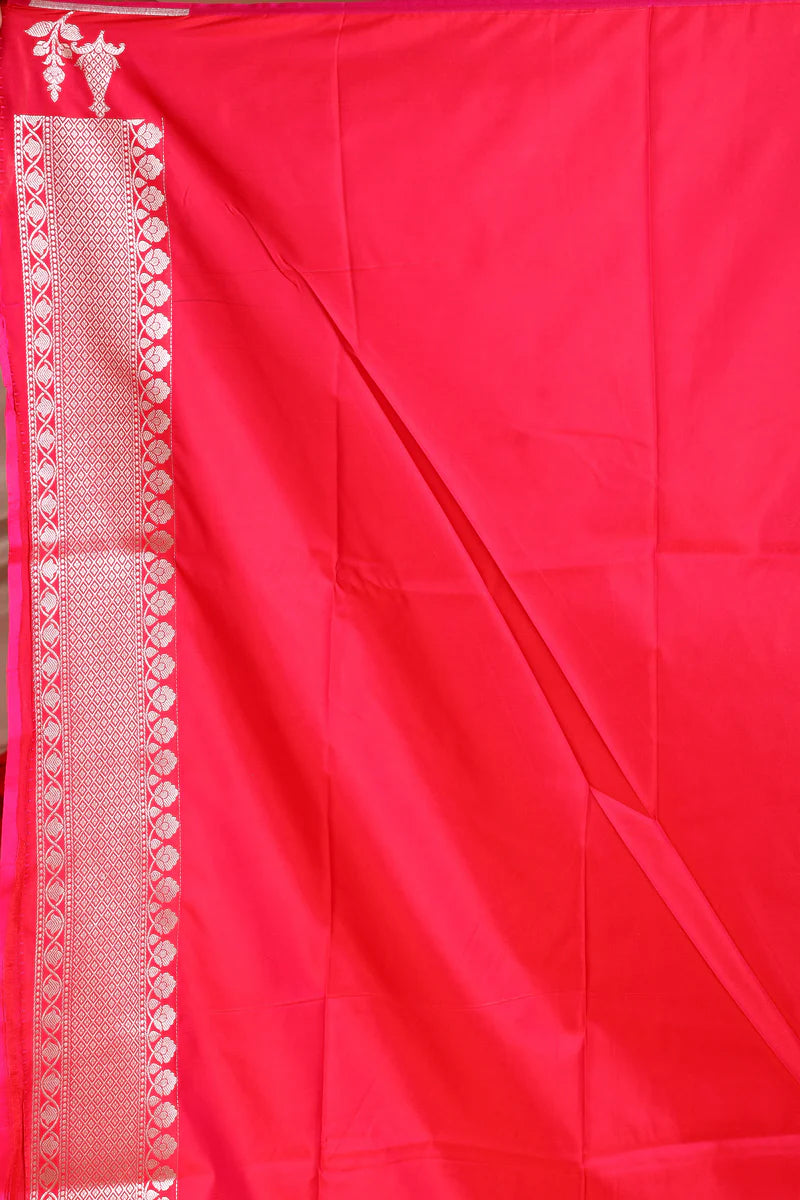 Bright Red Blended Mashru Silk Saree - Keya Seth Exclusive