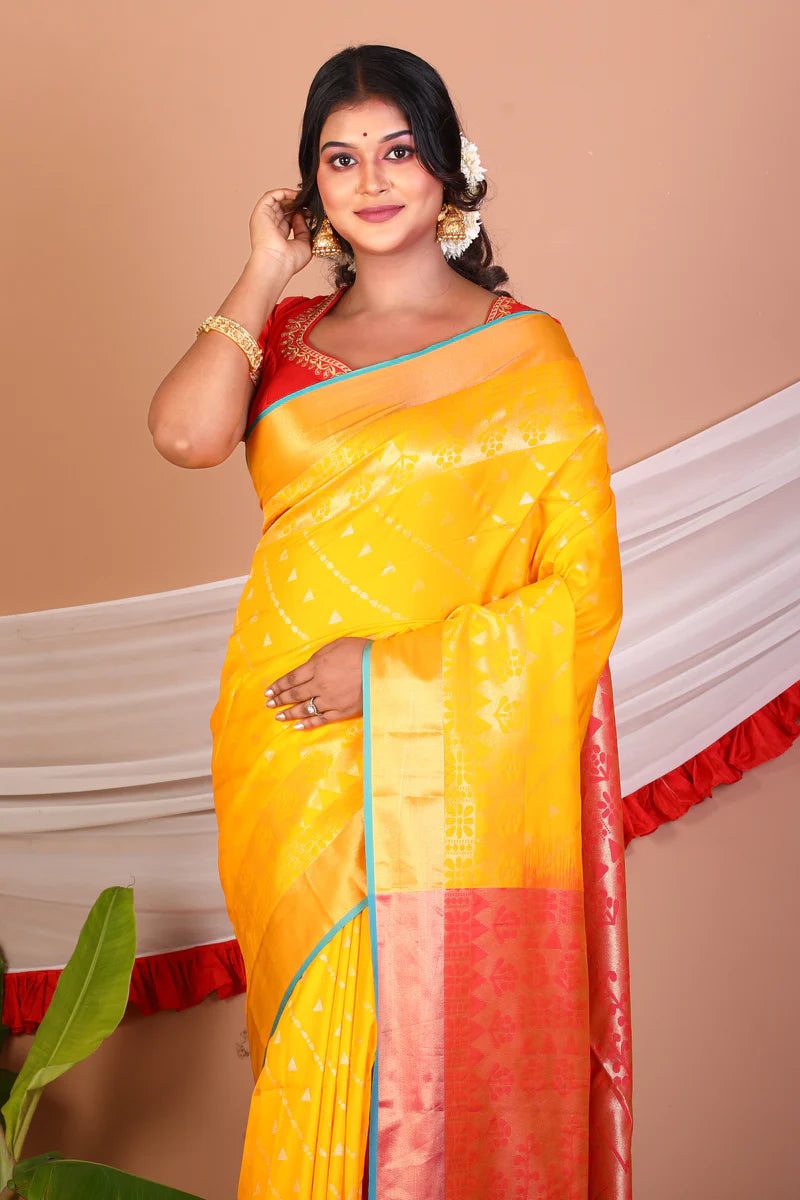 Mustard Blended Bangalore Silk Saree - Keya Seth Exclusive