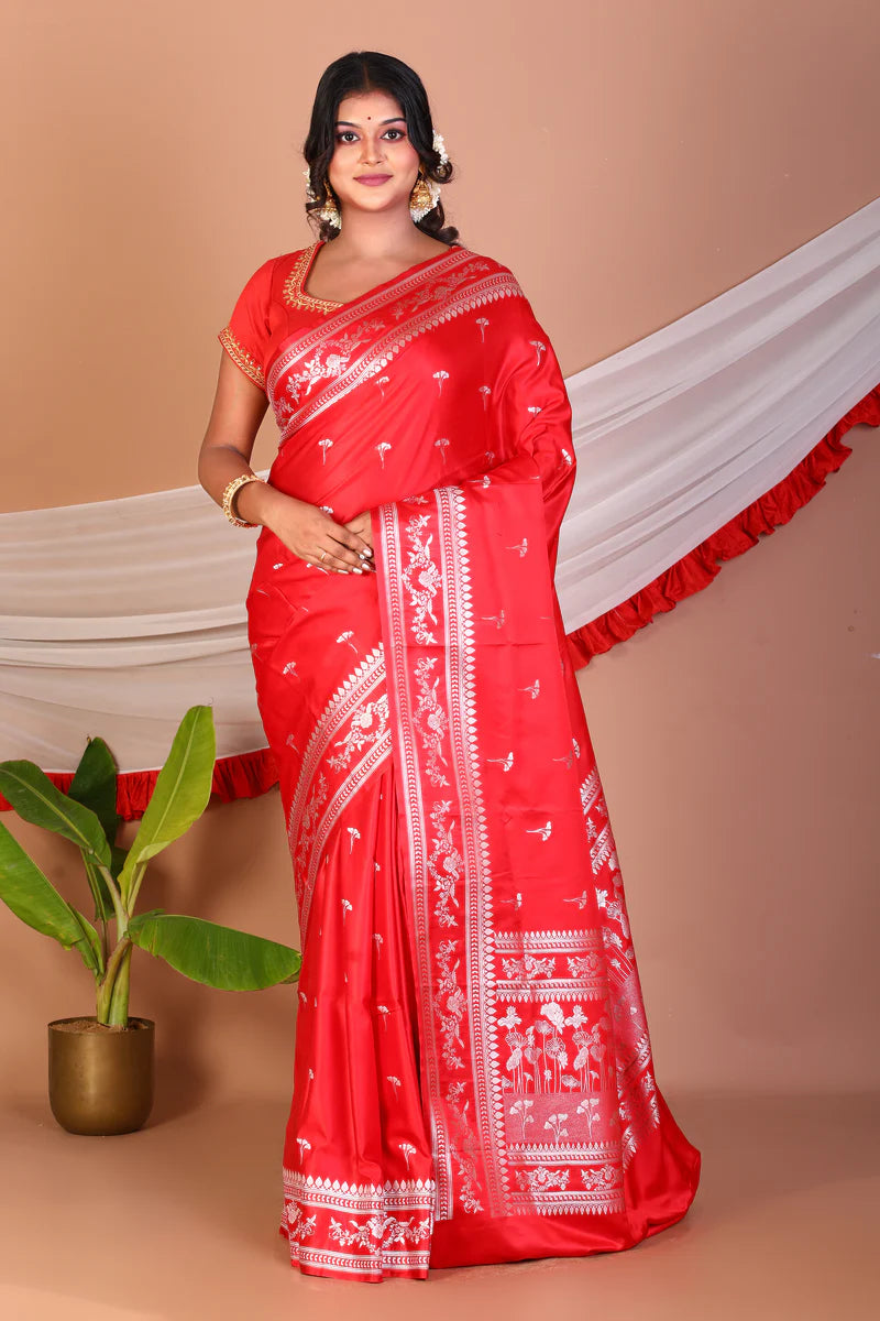 Red Blended Mashru Silk Saree - Keya Seth Exclusive