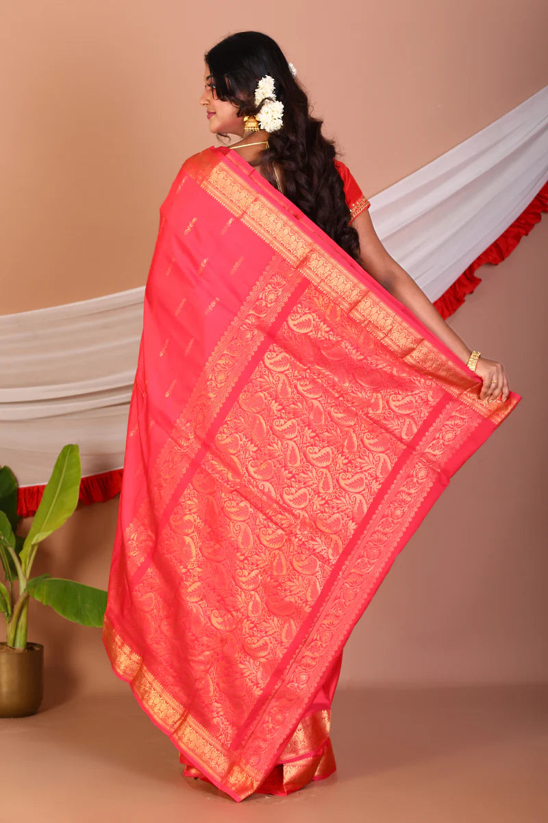 Pink Blended Kanjivaram Silk Saree - Keya Seth Exclusive