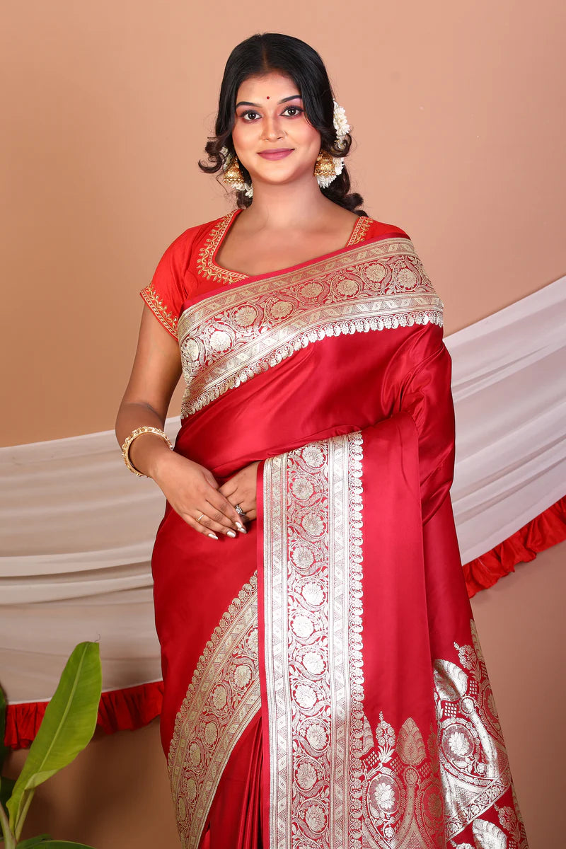 Red Blended Banarasi Saree - Keya Seth Exclusive