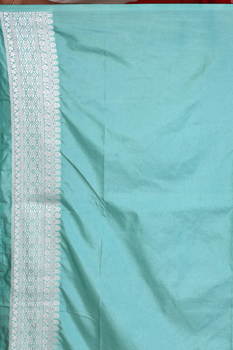 Sea Green Blended Katan Silk Saree - Keya Seth Exclusive
