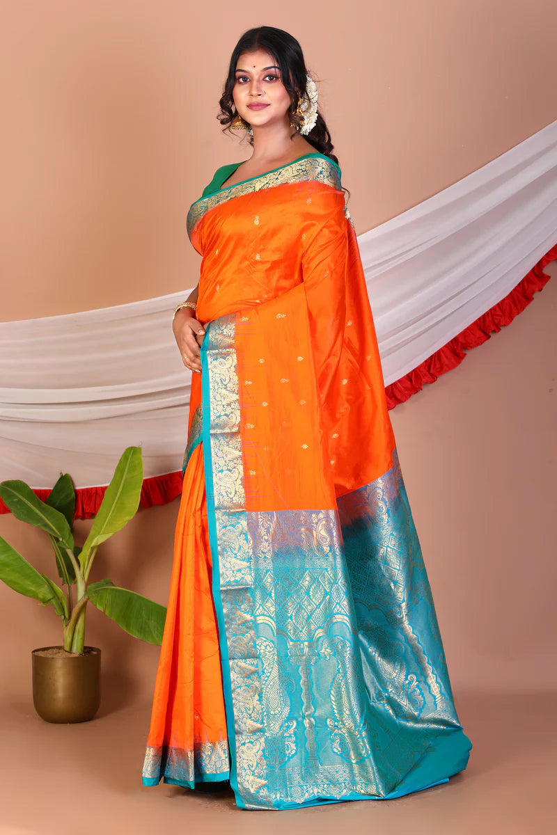 Orange Pure Kanjivaram Silk Saree - Keya Seth Exclusive