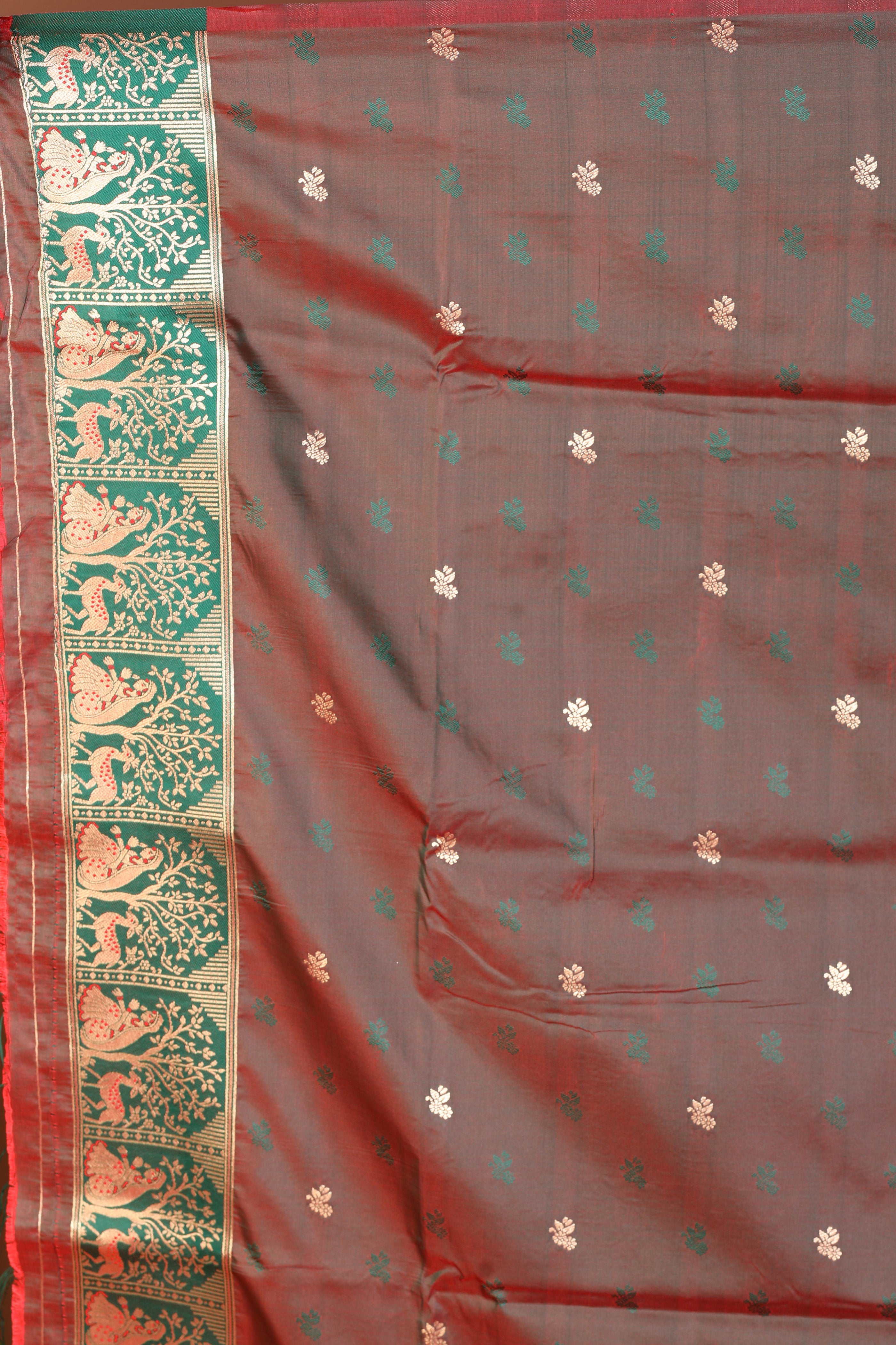 Red Blended Baluchari Saree - Keya Seth Exclusive