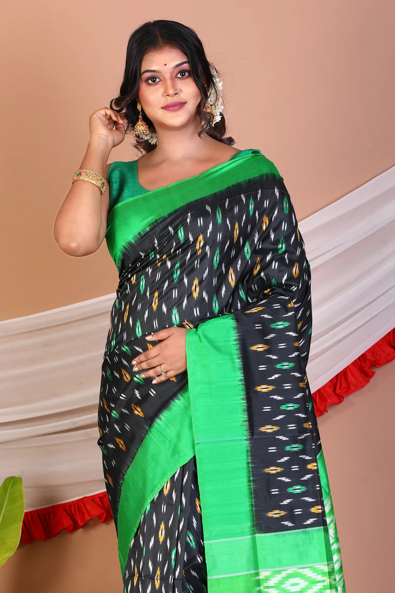 Black Pure Ikkat Saree - Keya Seth Exclusive
