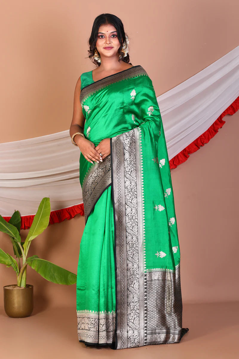Green Pure Katan Silk Saree - Keya Seth Exclusive
