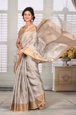 Load image into Gallery viewer, Cream Crushed Tissue Saree - Keya Seth Exclusive

