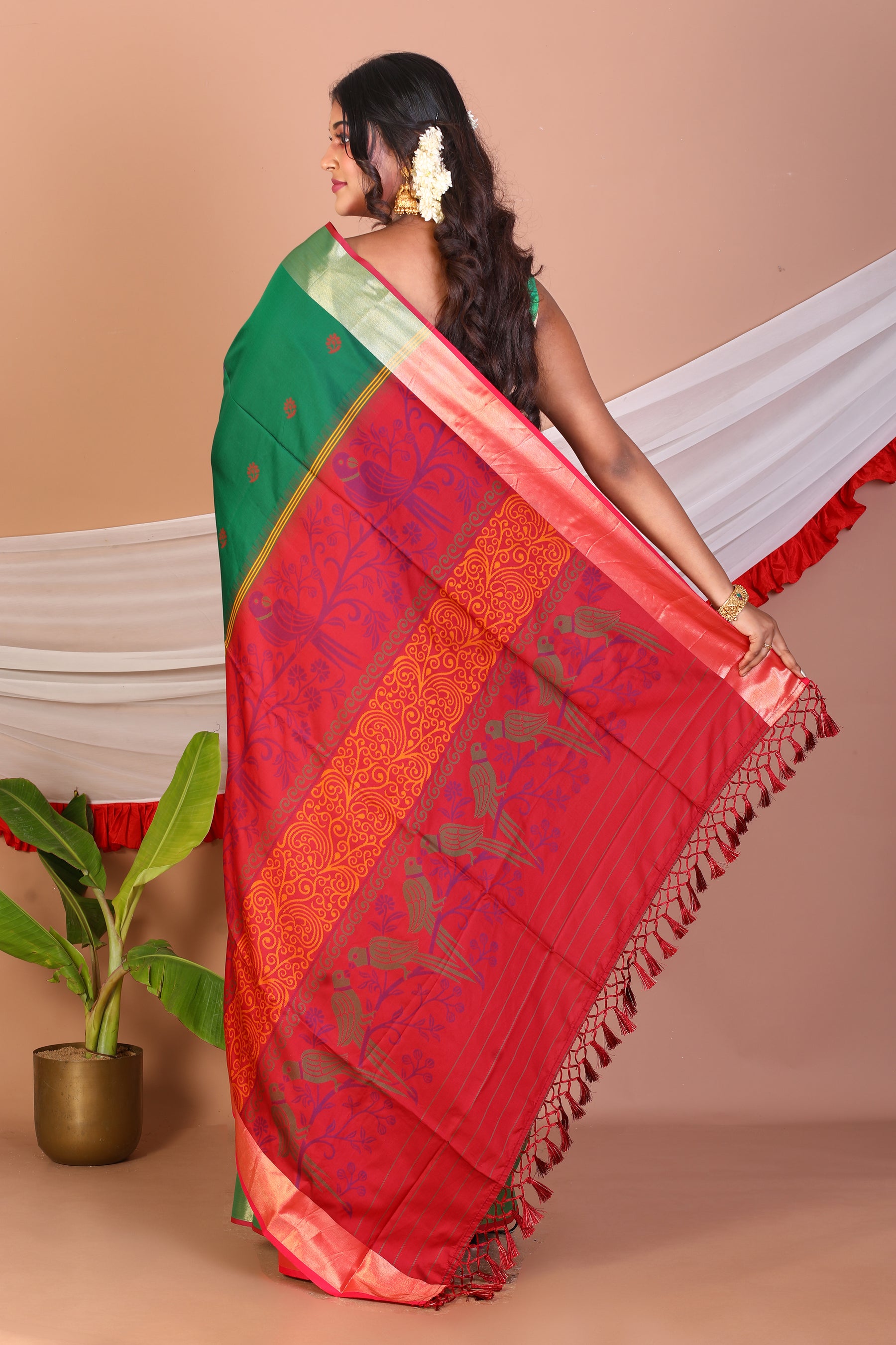 Deep Green Blended Paithani Handloom Saree - Keya Seth Exclusive