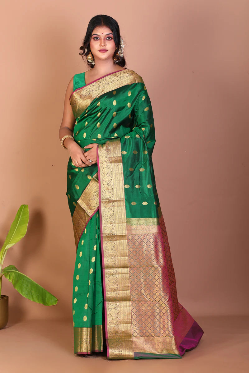 Deep Green Pure Kanjivaram Silk Saree - Keya Seth Exclusive