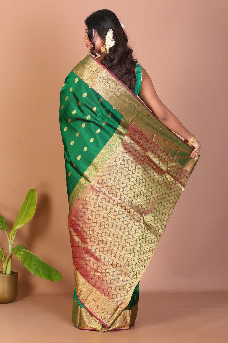 Deep Green Pure Kanjivaram Silk Saree - Keya Seth Exclusive
