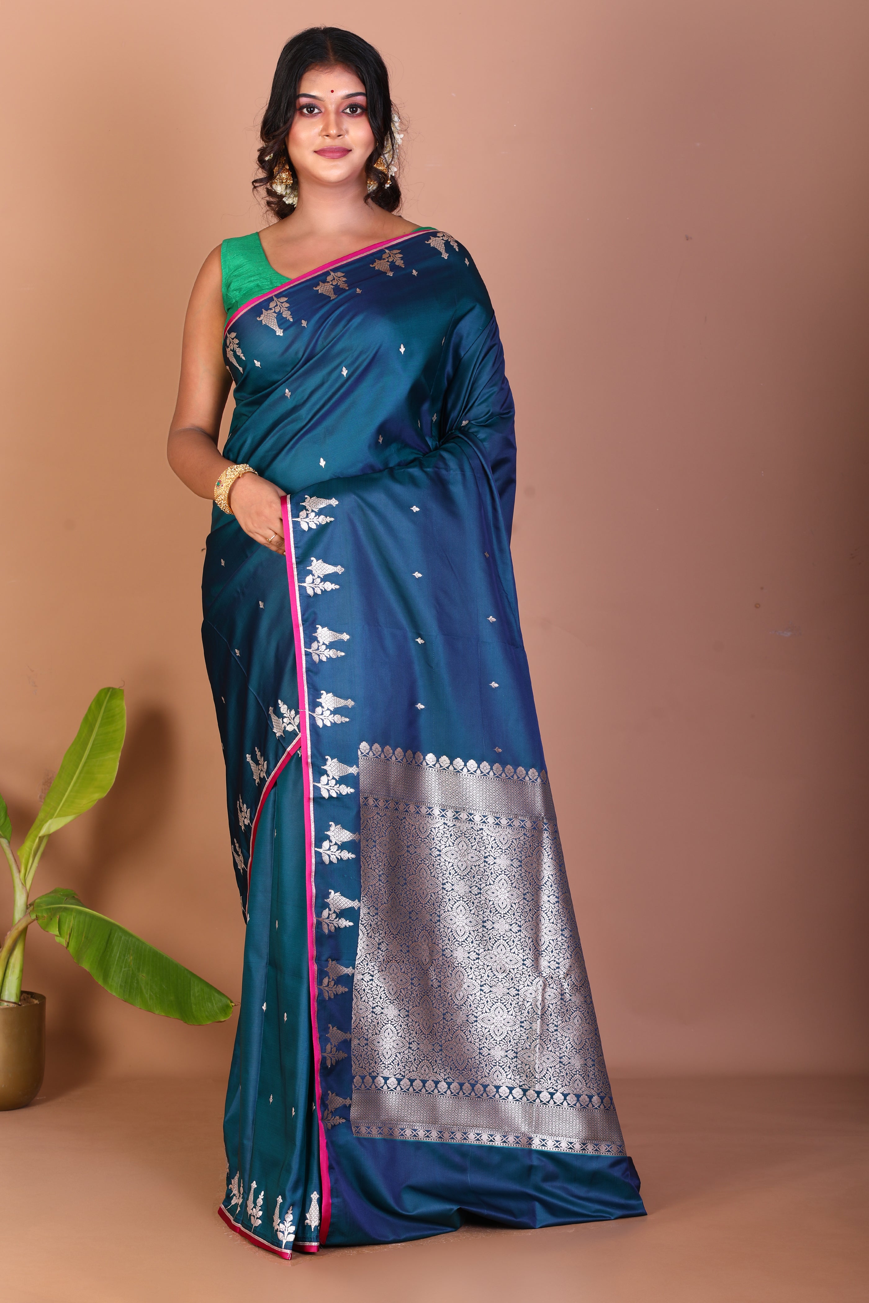 Blue Blended Mashru Silk Saree - Keya Seth Exclusive