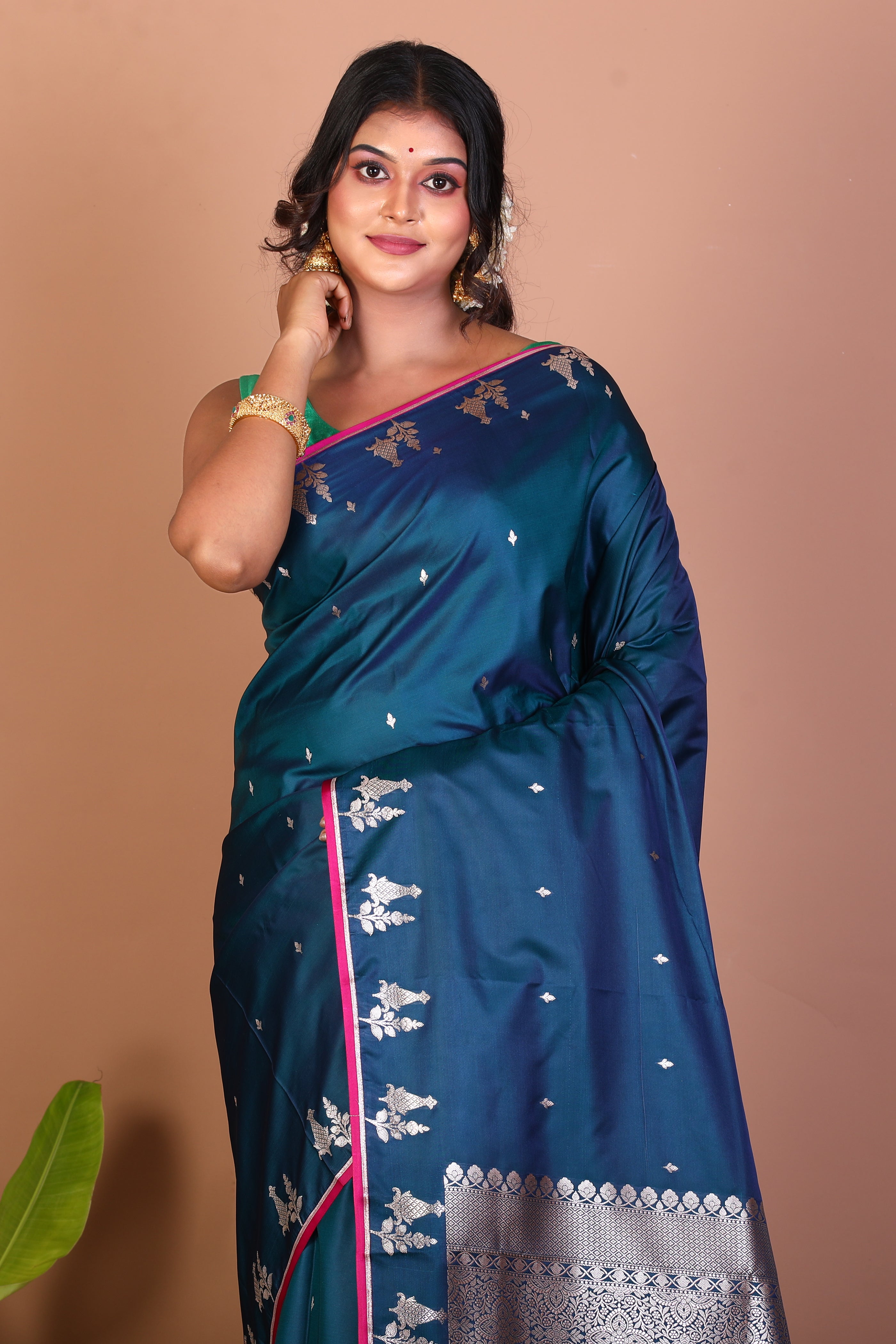 Blue Blended Mashru Silk Saree - Keya Seth Exclusive