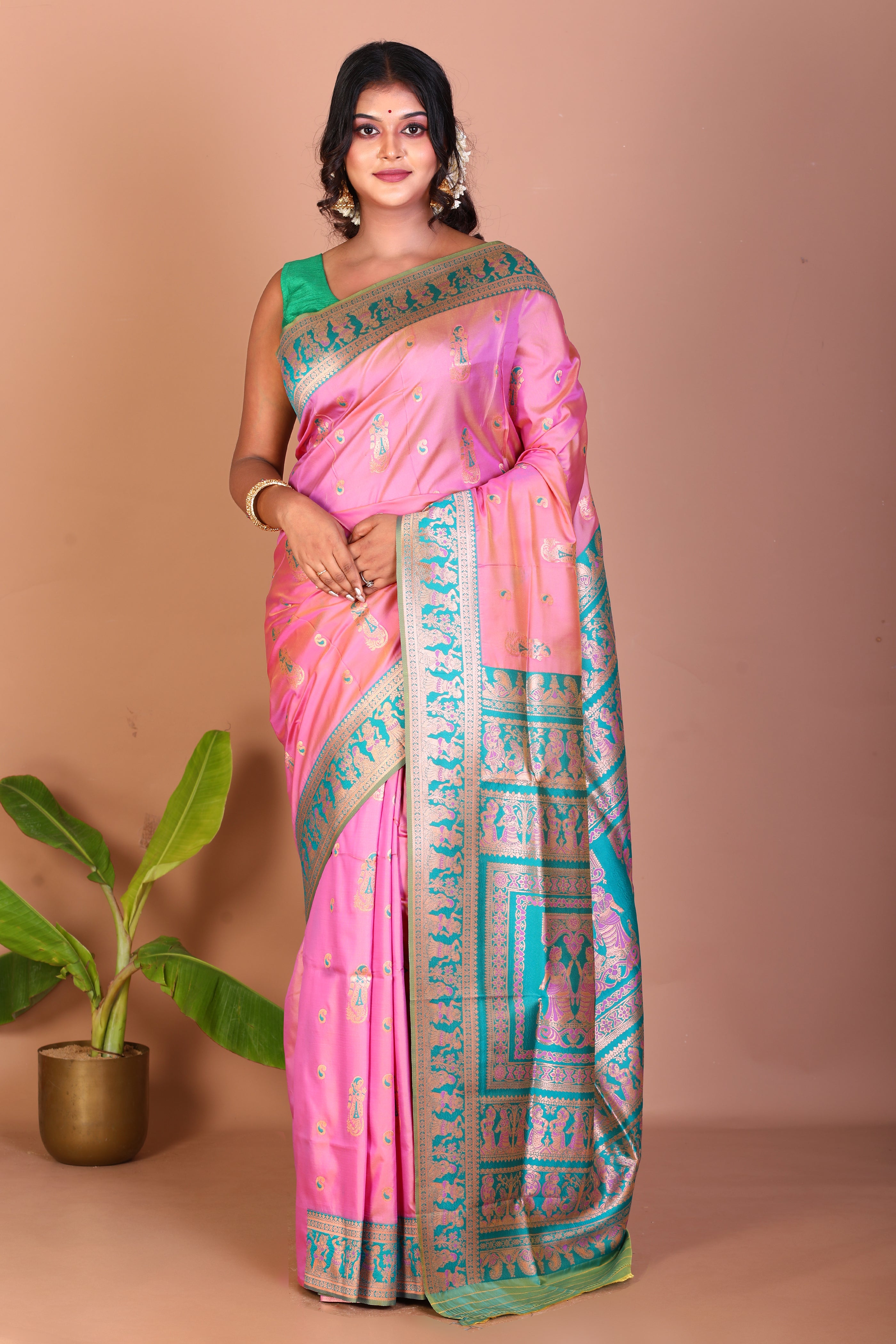 Pink Blended Baluchari Saree - Keya Seth Exclusive