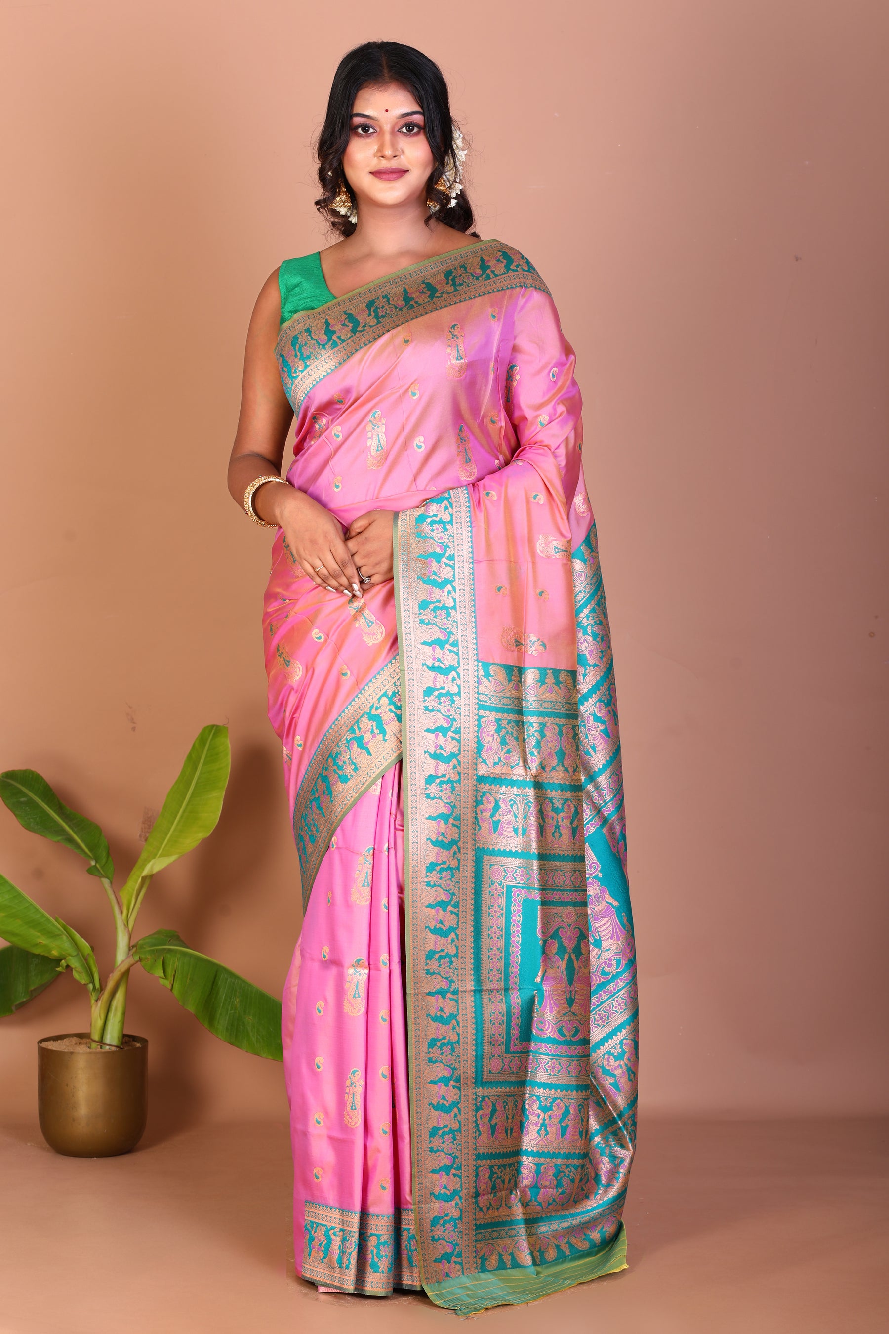 Pink Blended Baluchari Saree - Keya Seth Exclusive