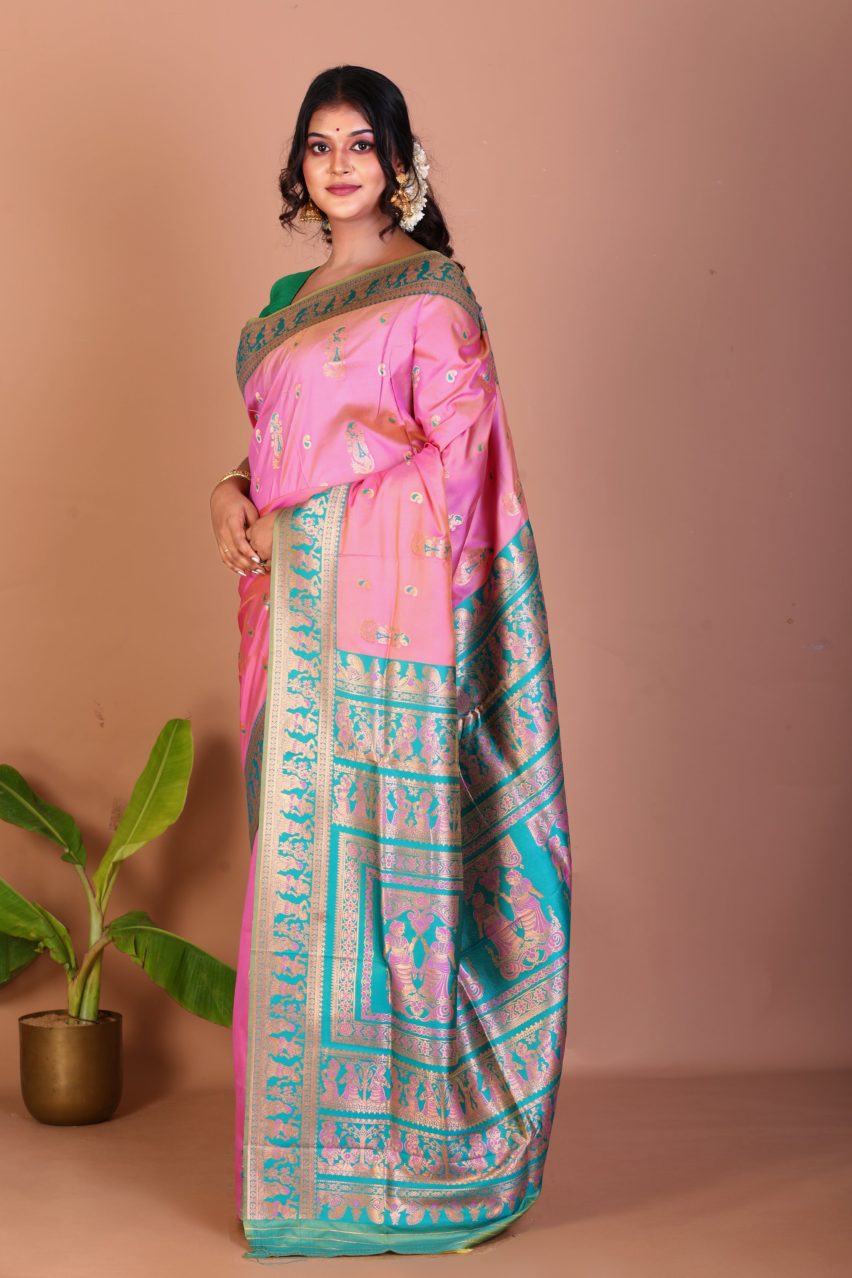 Pink Blended Baluchari Saree - Keya Seth Exclusive
