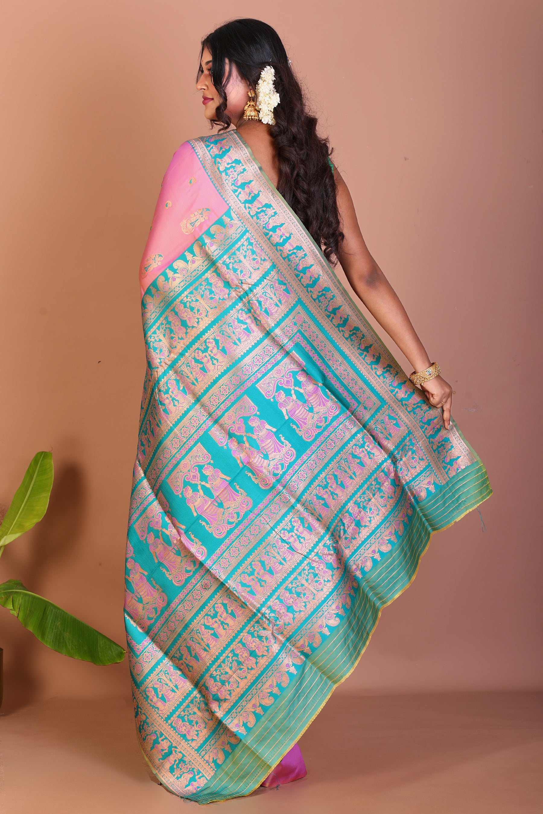 Pink Blended Baluchari Saree - Keya Seth Exclusive