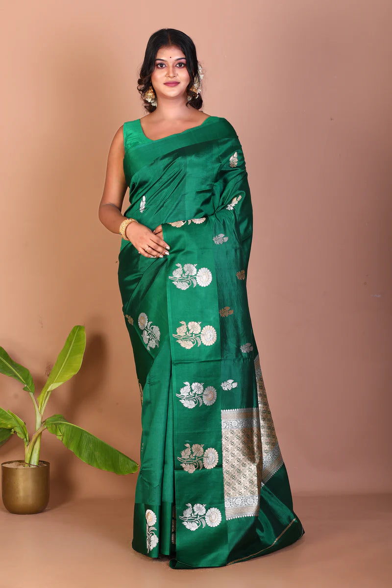 Green Pure Katan Saree - Keya Seth Exclusive