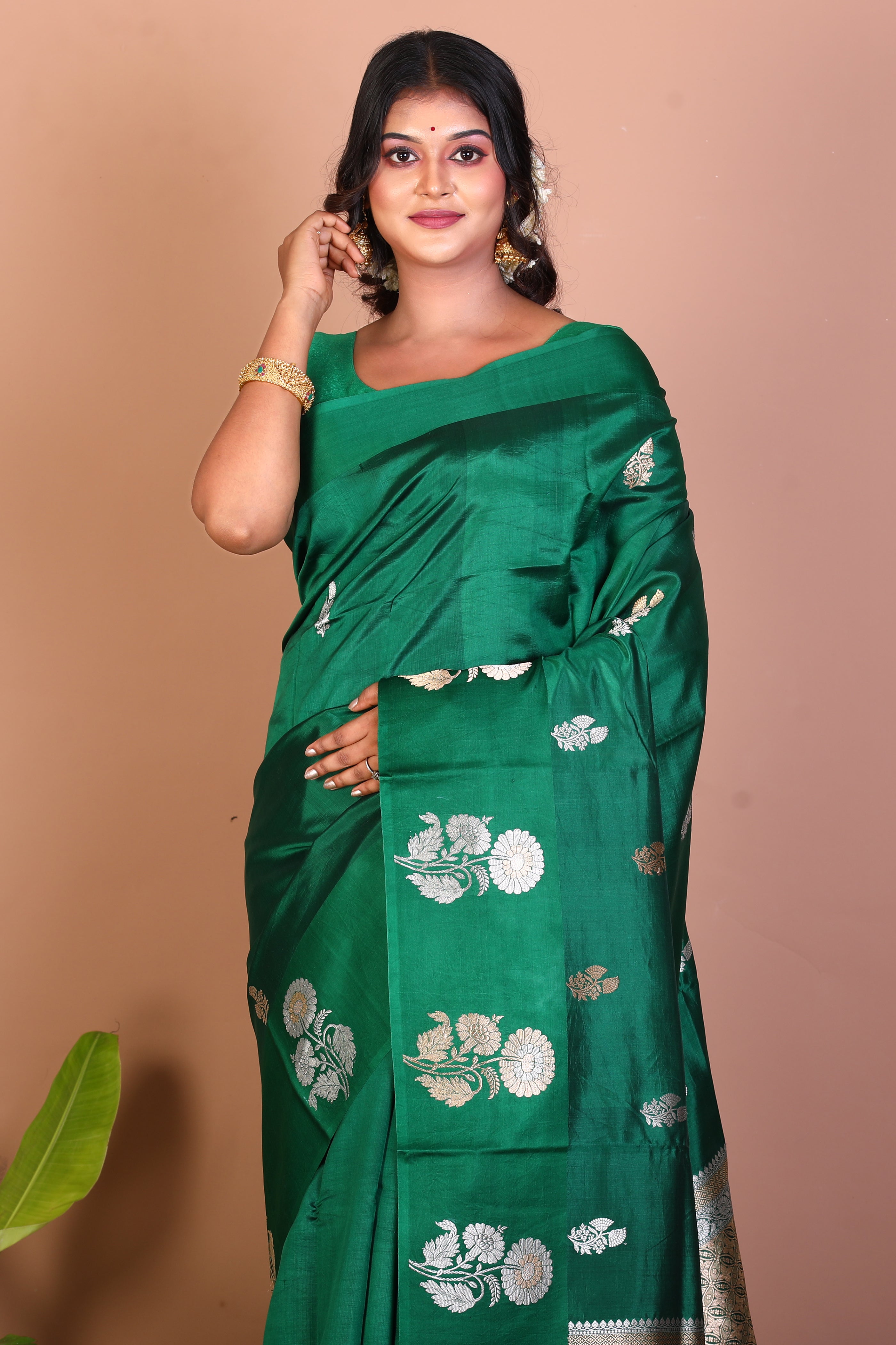 Green Pure Katan Saree - Keya Seth Exclusive