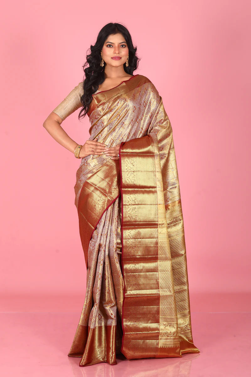 Brown Pure Tissue Kanjivaram Saree - Keya Seth Exclusive