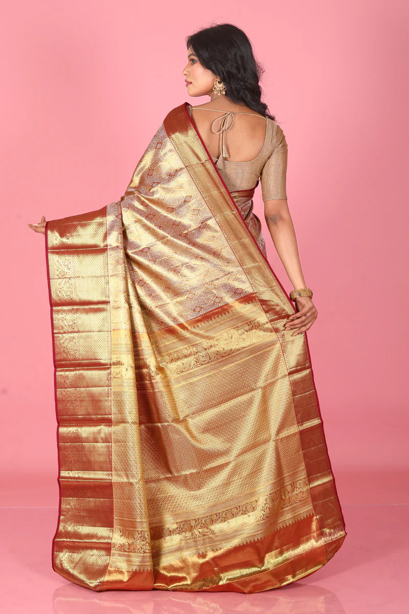 Brown Pure Tissue Kanjivaram Saree - Keya Seth Exclusive