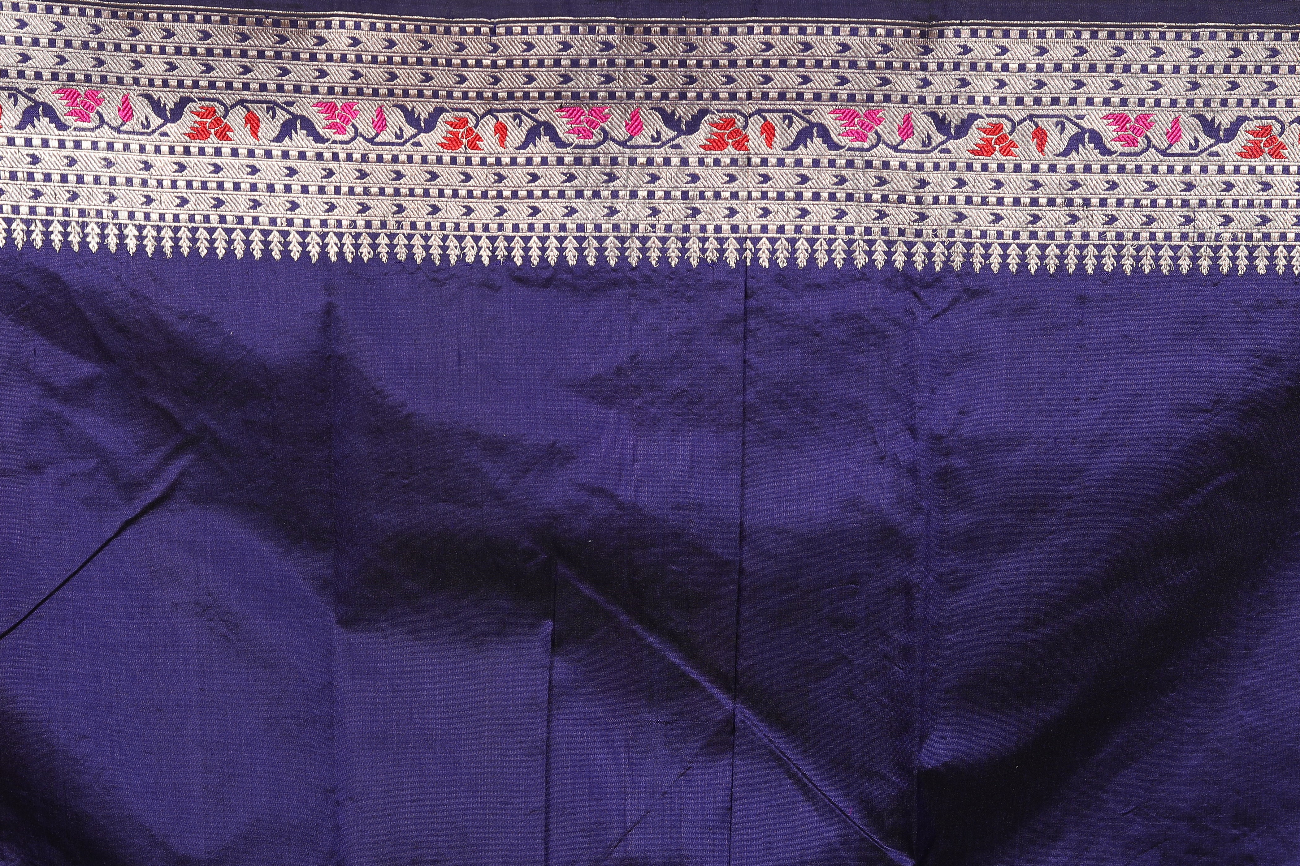 Navy Blue Pure Katan Saree - Keya Seth Exclusive