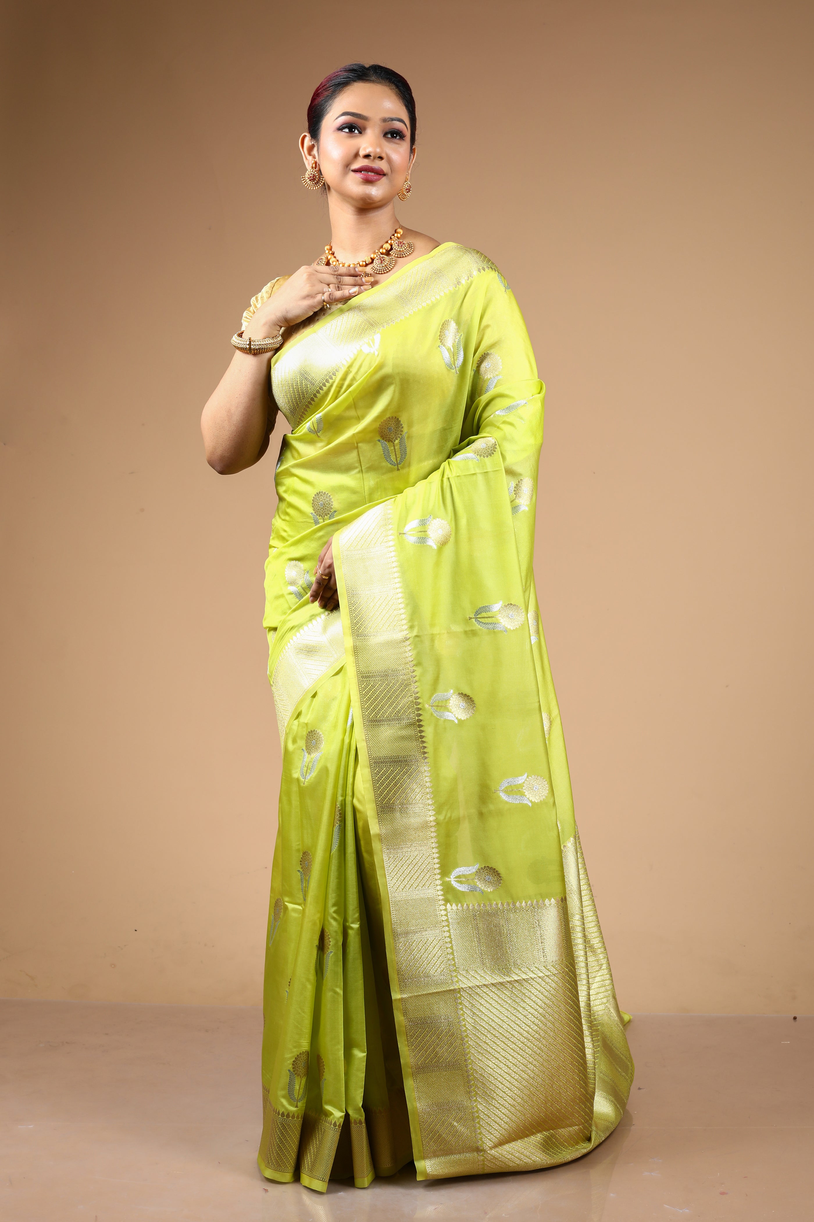 Green Blended Blended Silk Saree