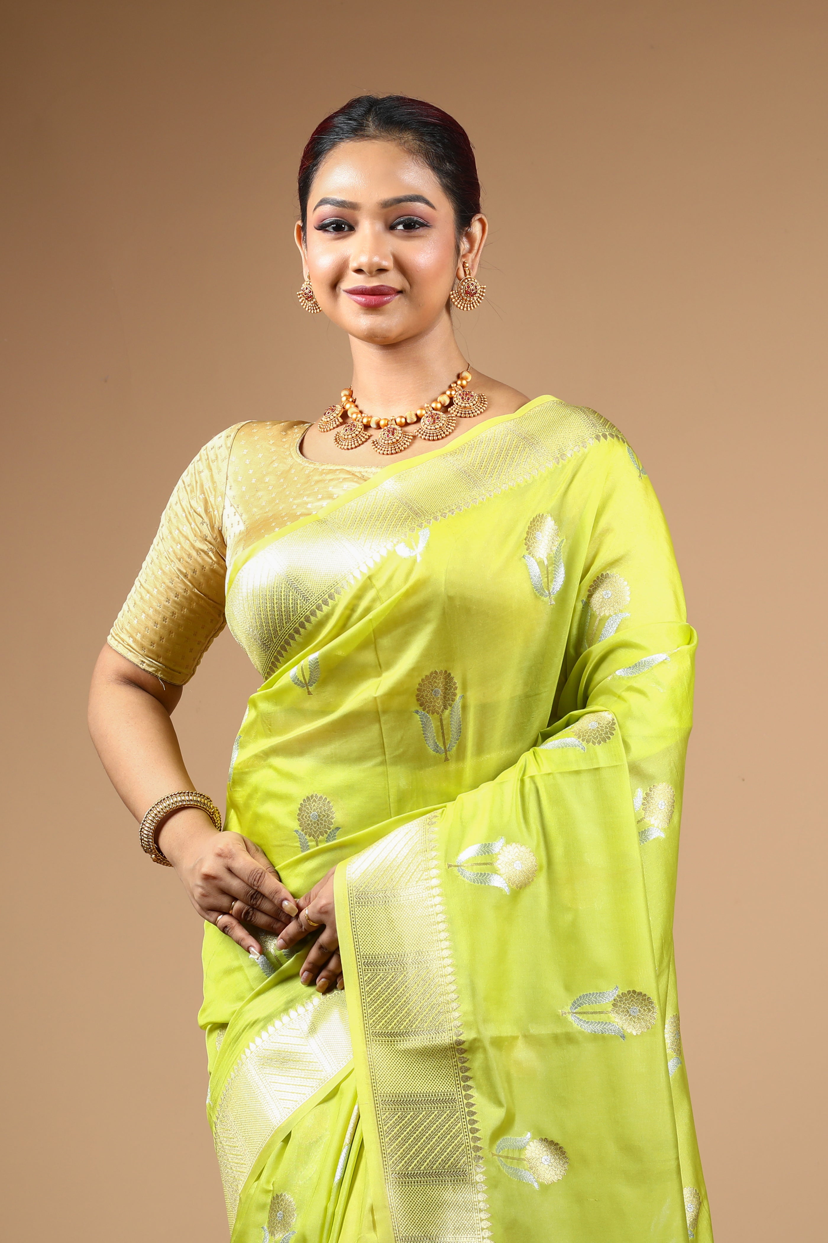 Green Blended Blended Silk Saree