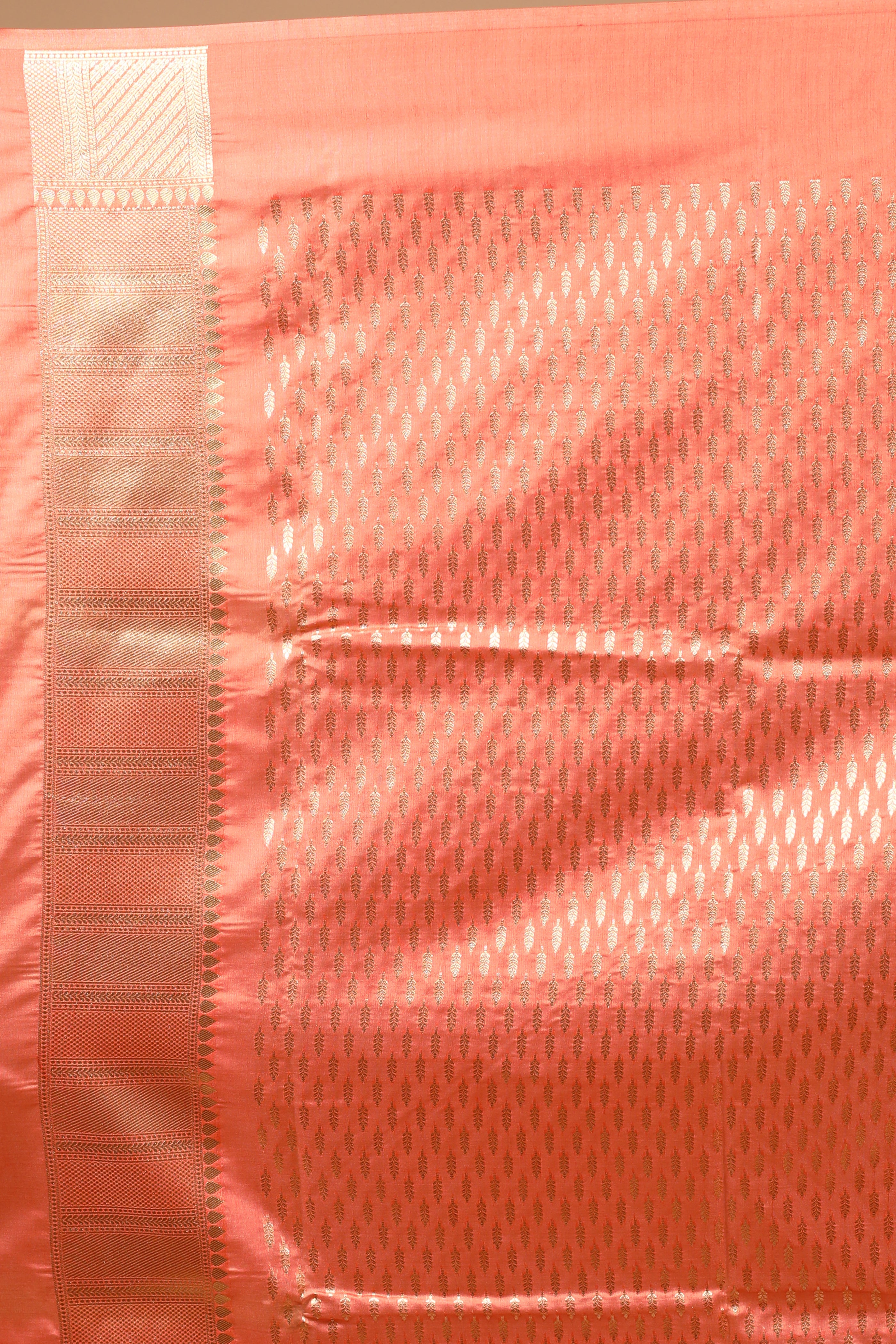 Peach Blended Blended Silk Saree