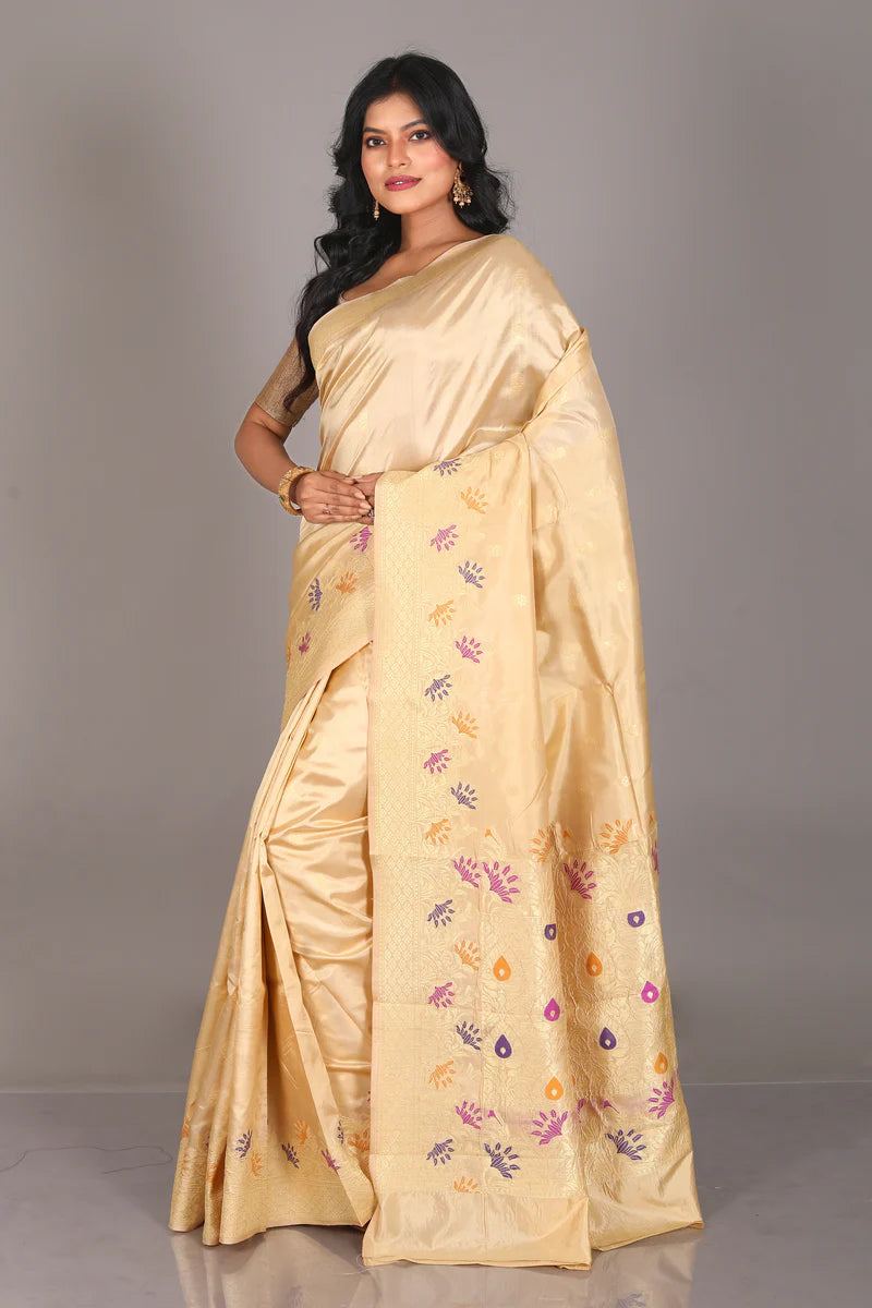 Offwhite Pure Katan Saree - Keya Seth Exclusive
