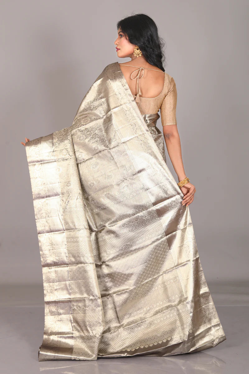Silver Pure Tissue Kanjivaram Saree - Keya Seth Exclusive