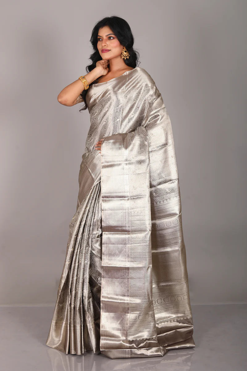 Silver Pure Tissue Kanjivaram Saree - Keya Seth Exclusive