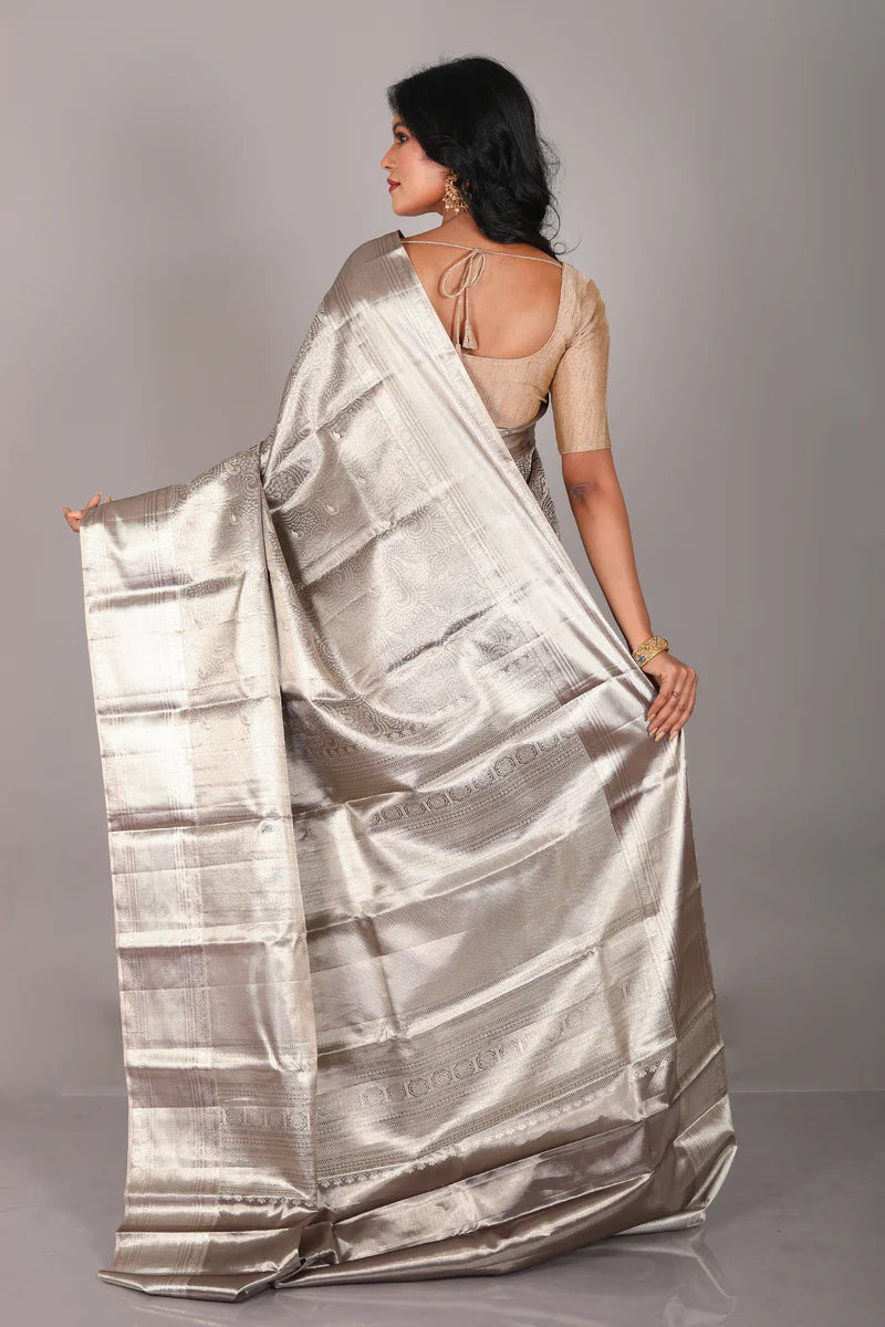 Silver Pure Tissue Kanjivaram Saree - Keya Seth Exclusive