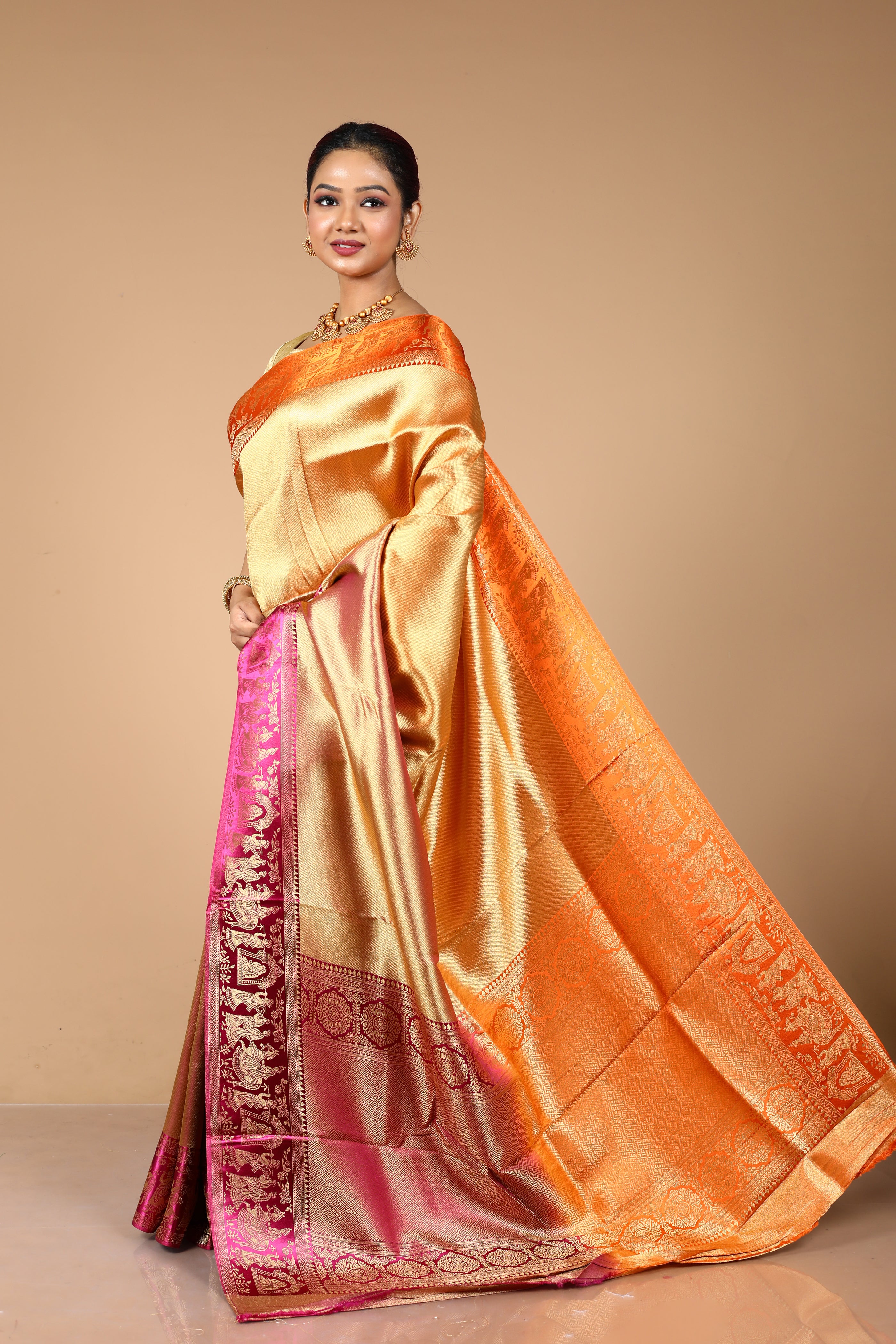 Orange Tissue Saree