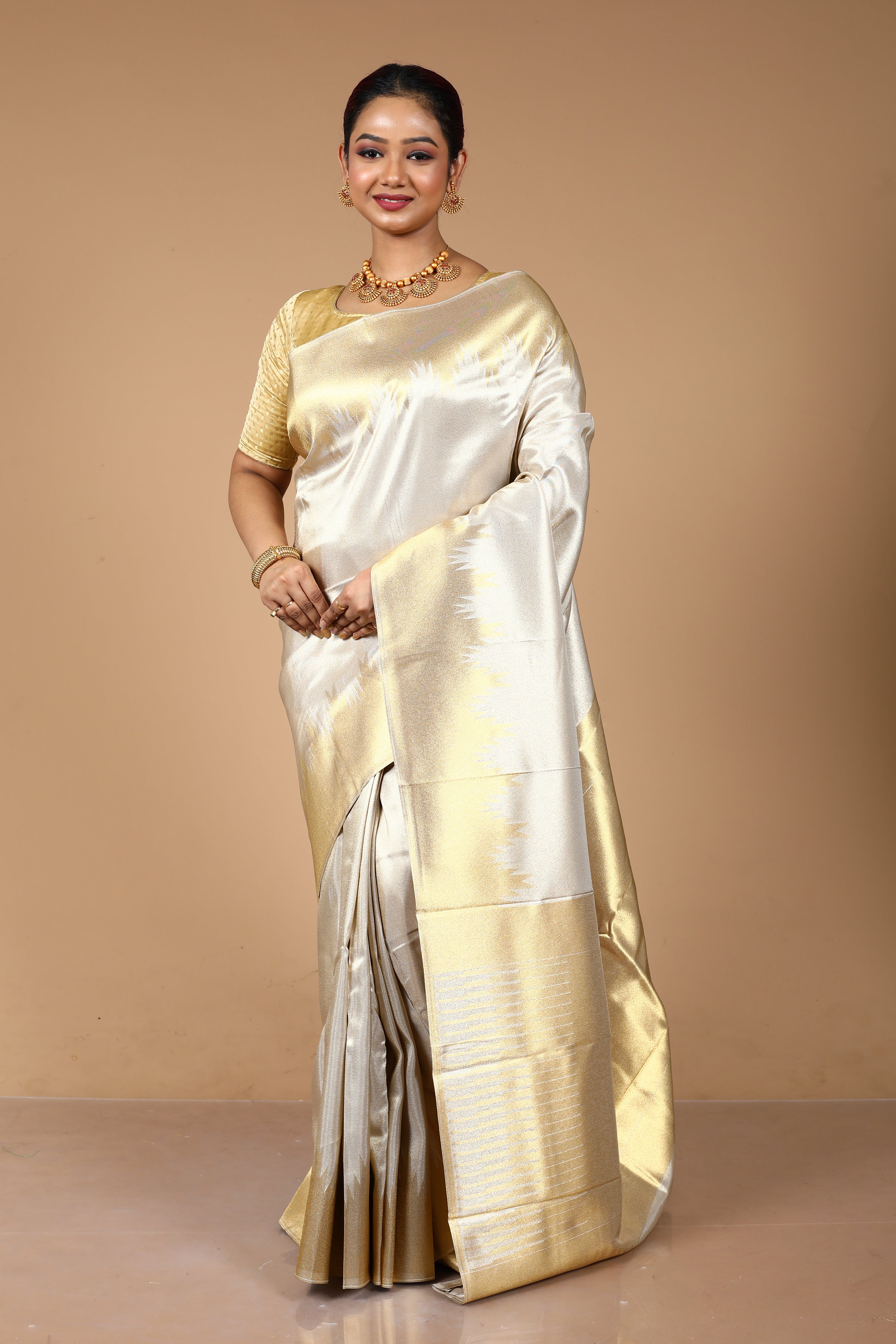 Cream Tissue Saree