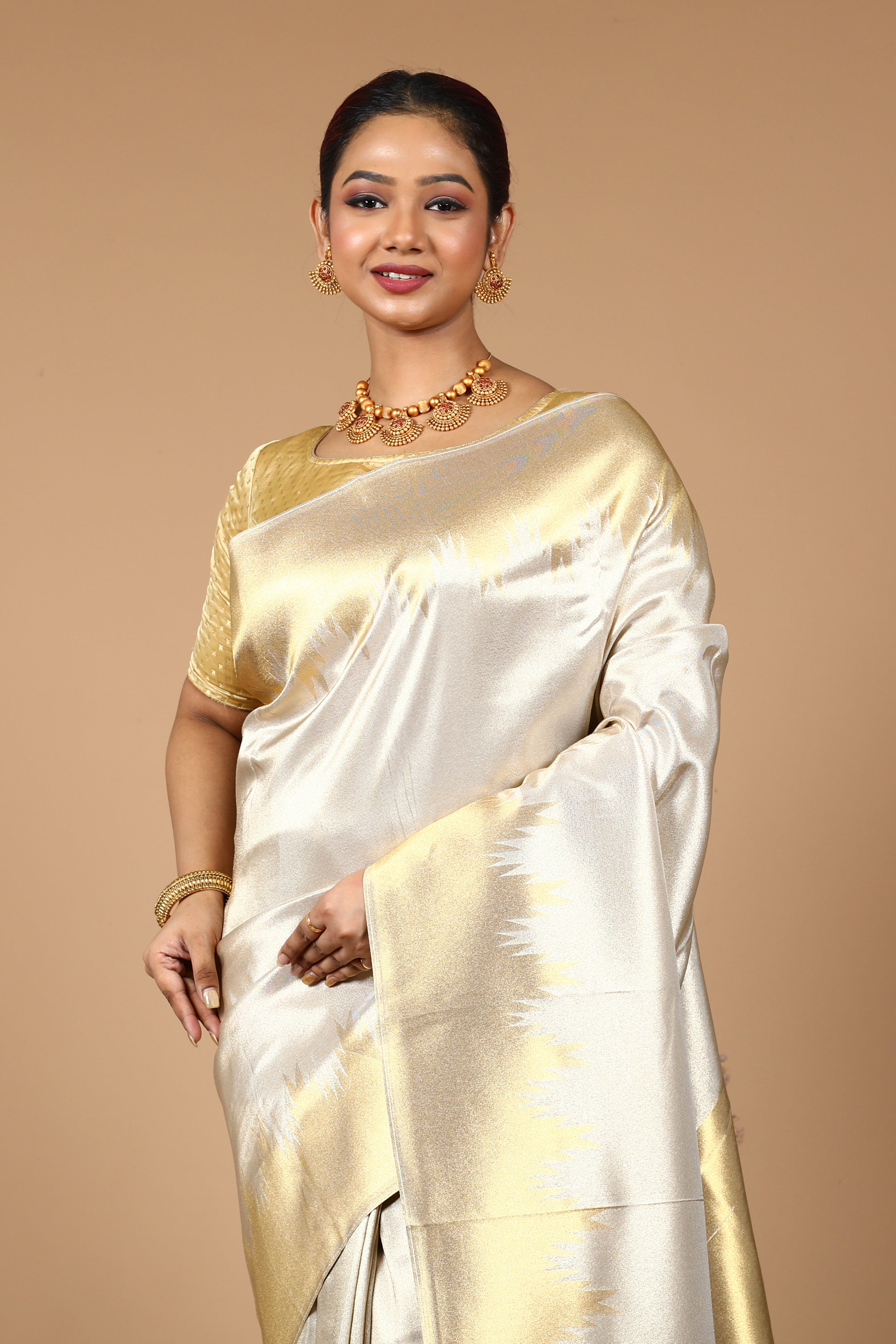 Cream Tissue Saree