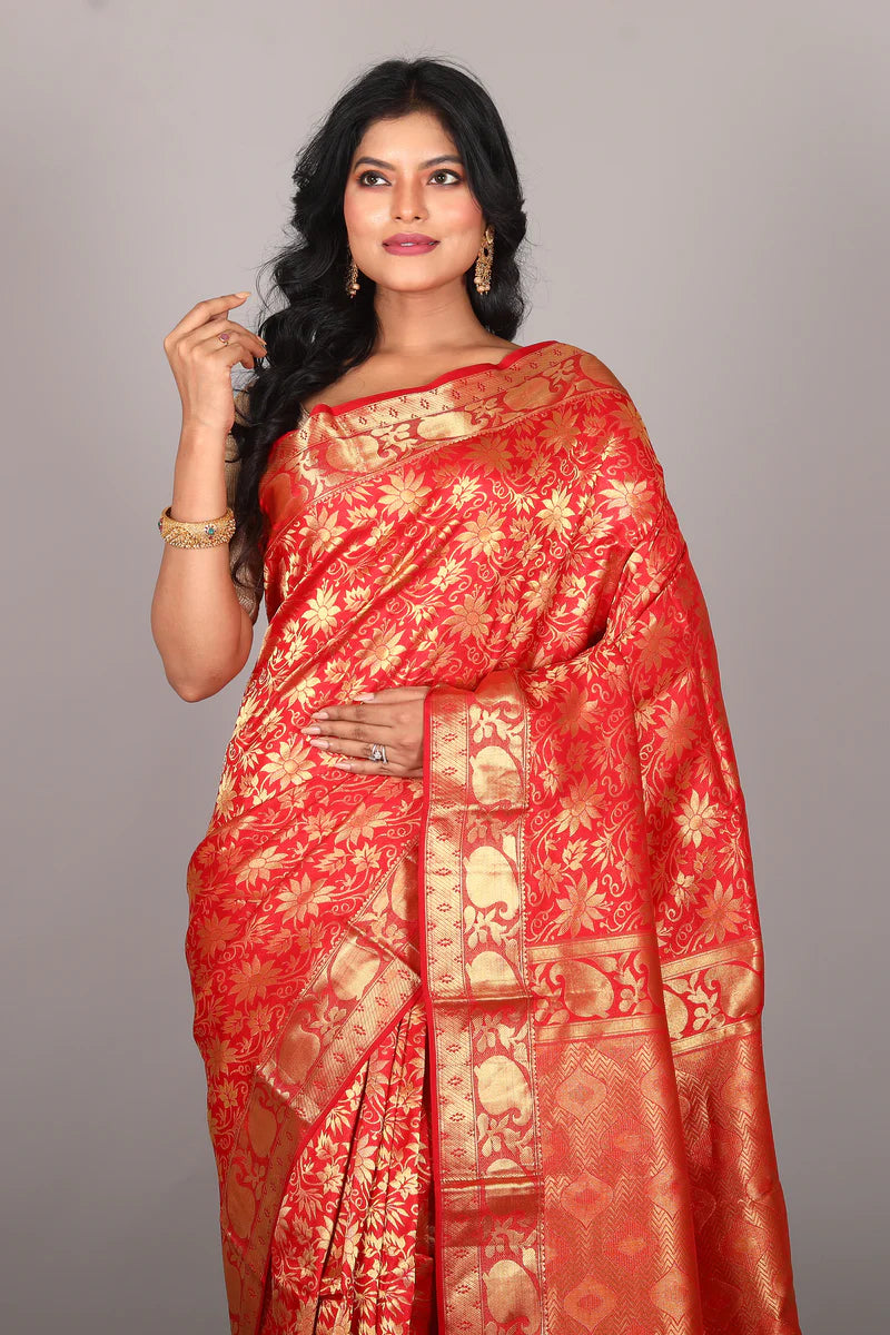 Red Pure Kanjivaram Saree - Keya Seth Exclusive