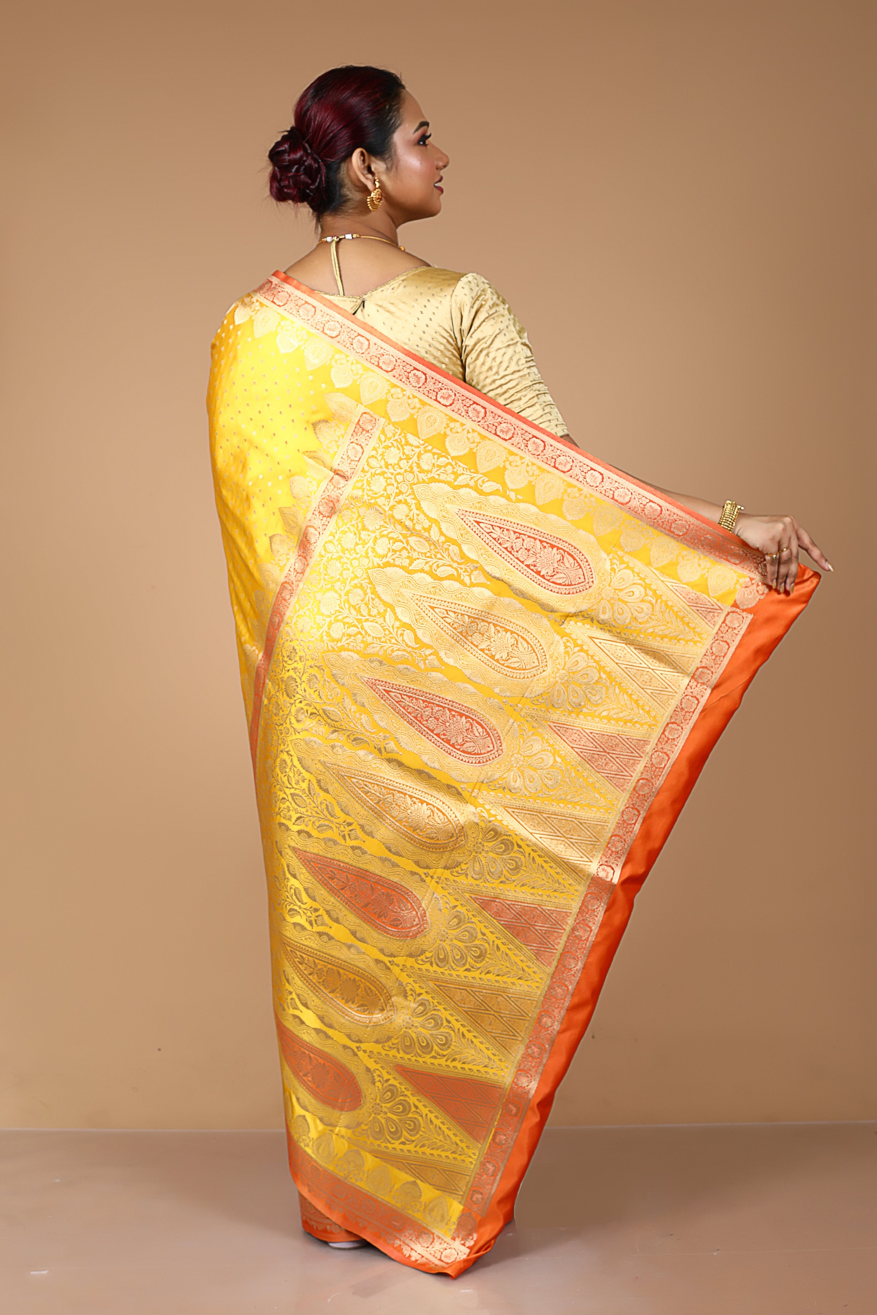 Yellow Blended Mashru Saree
