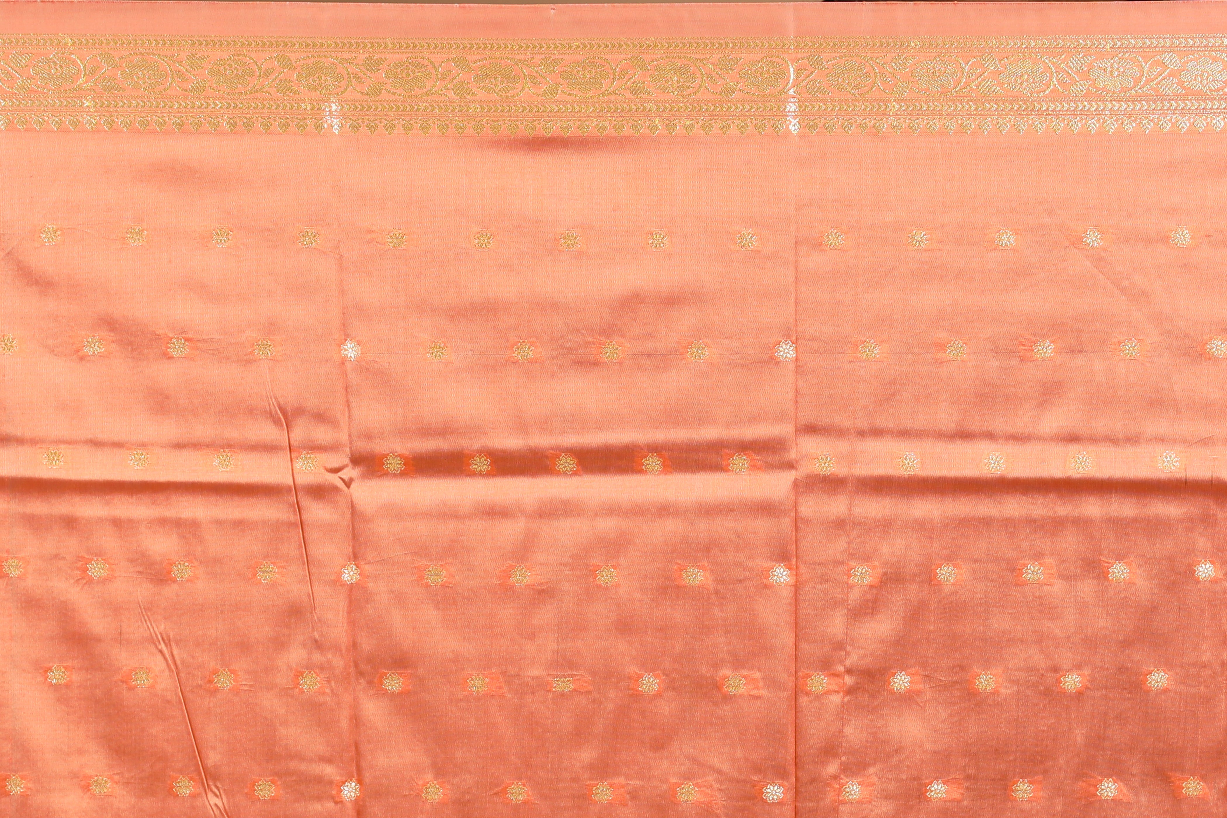 Peach Katan Semi Katan Saree