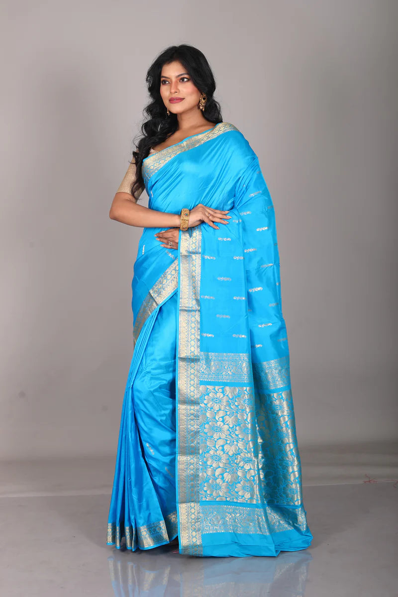 Sky Blue Blended Kanjivaram Silk Saree - Keya Seth Exclusive