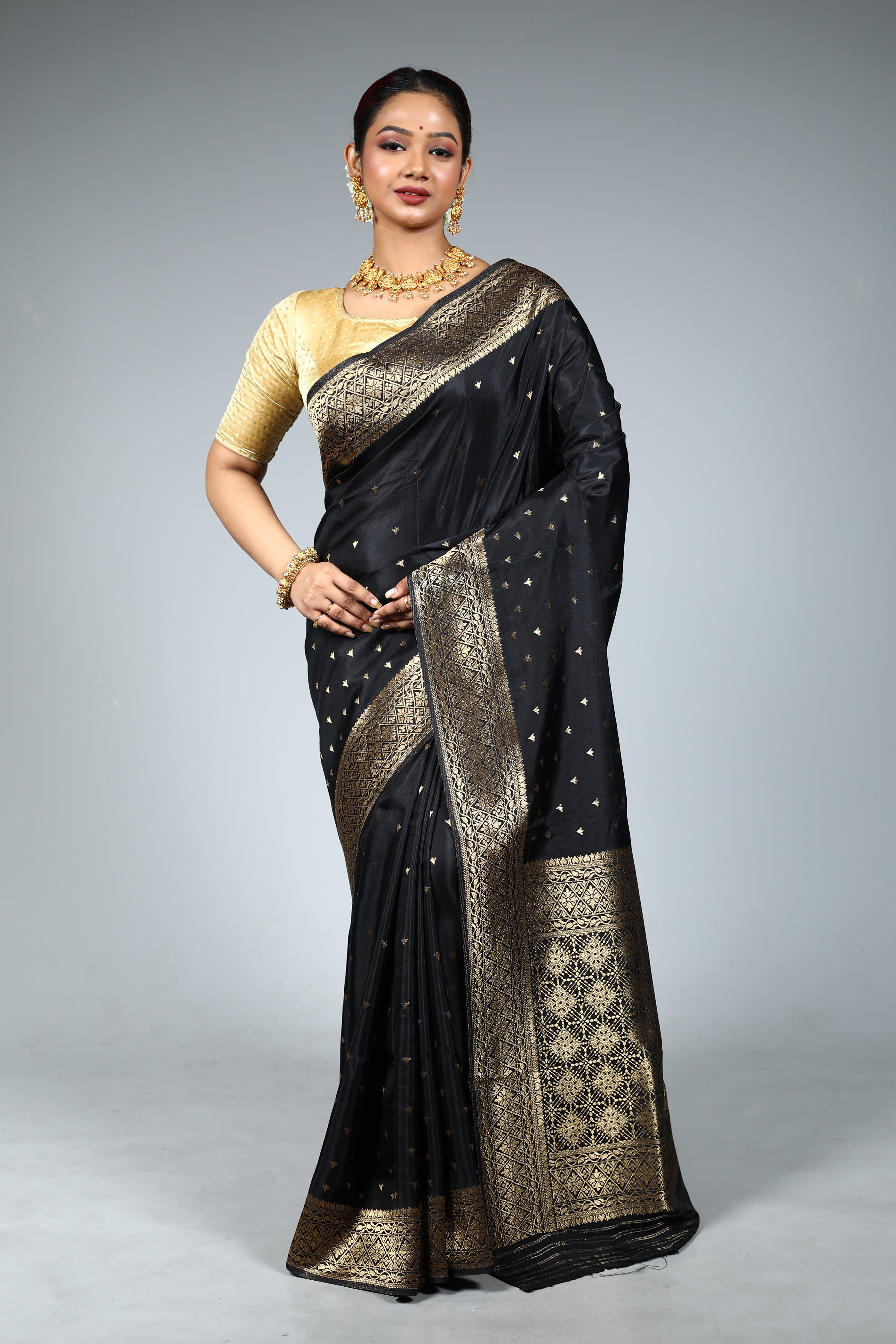 Black Blended Silk Saree
