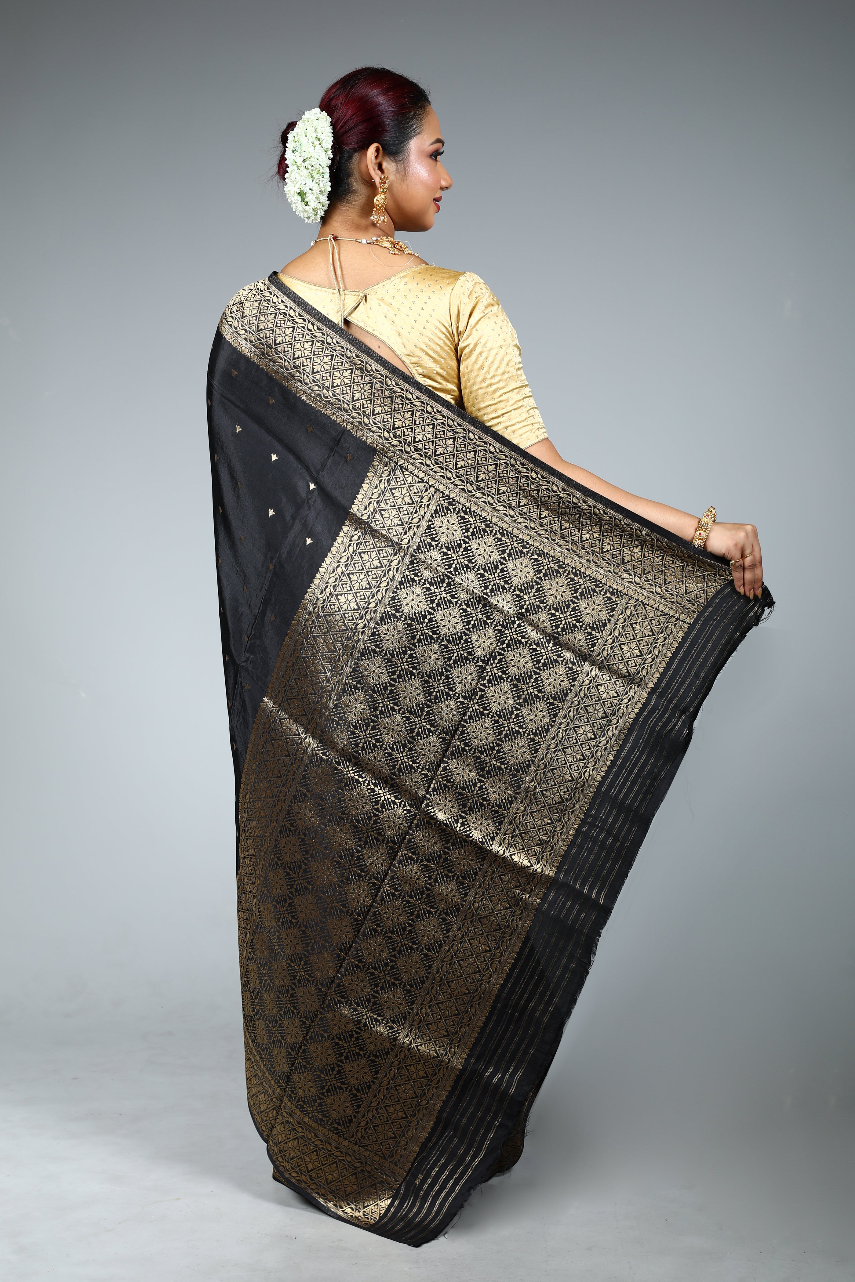 Black Blended Silk Saree