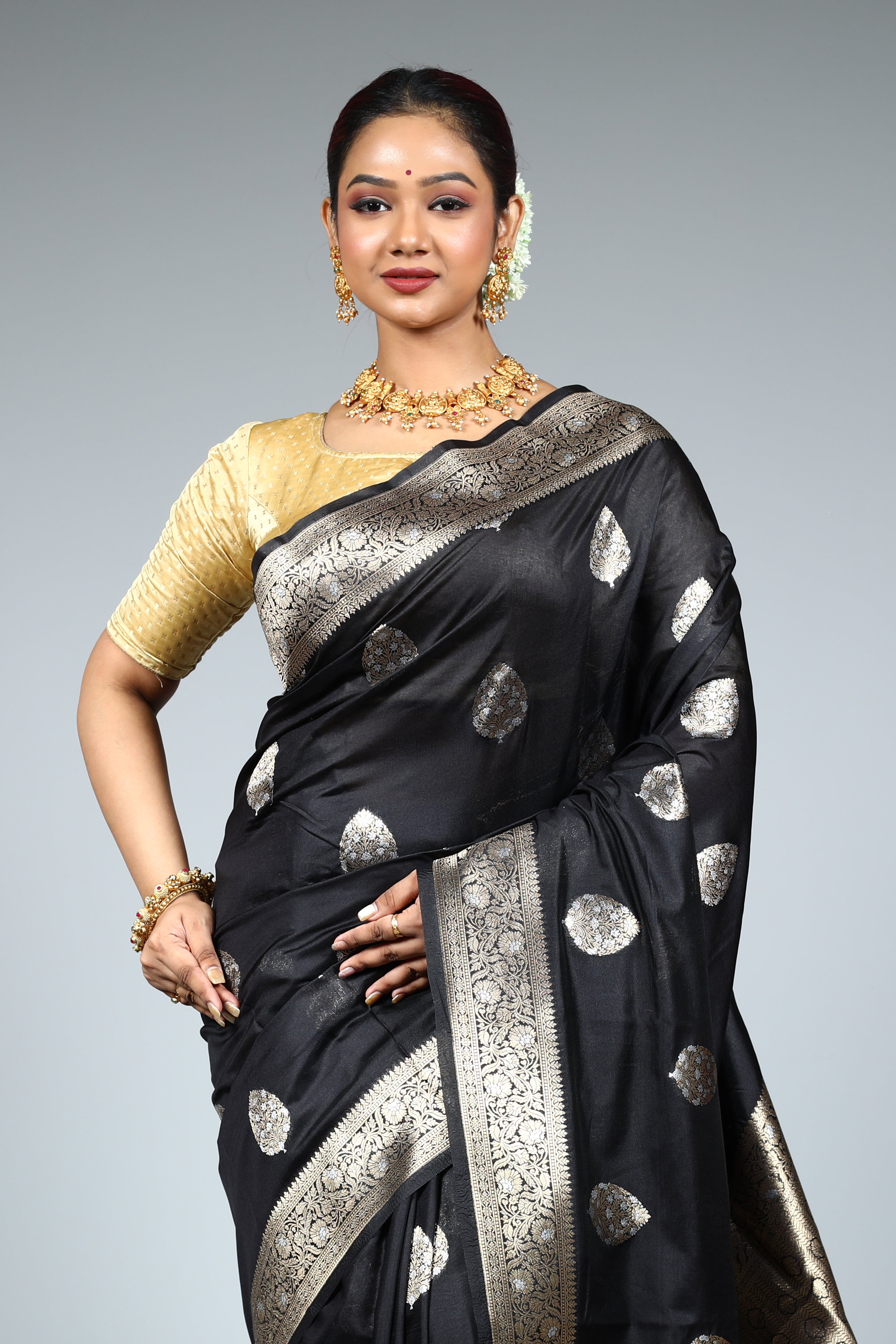 Black Blended Silk Saree