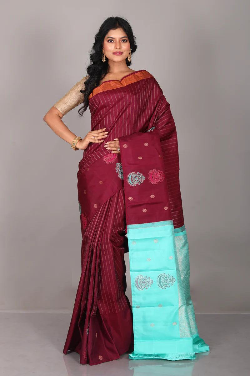 Wine Pure Kanjivaram Saree - Keya Seth Exclusive