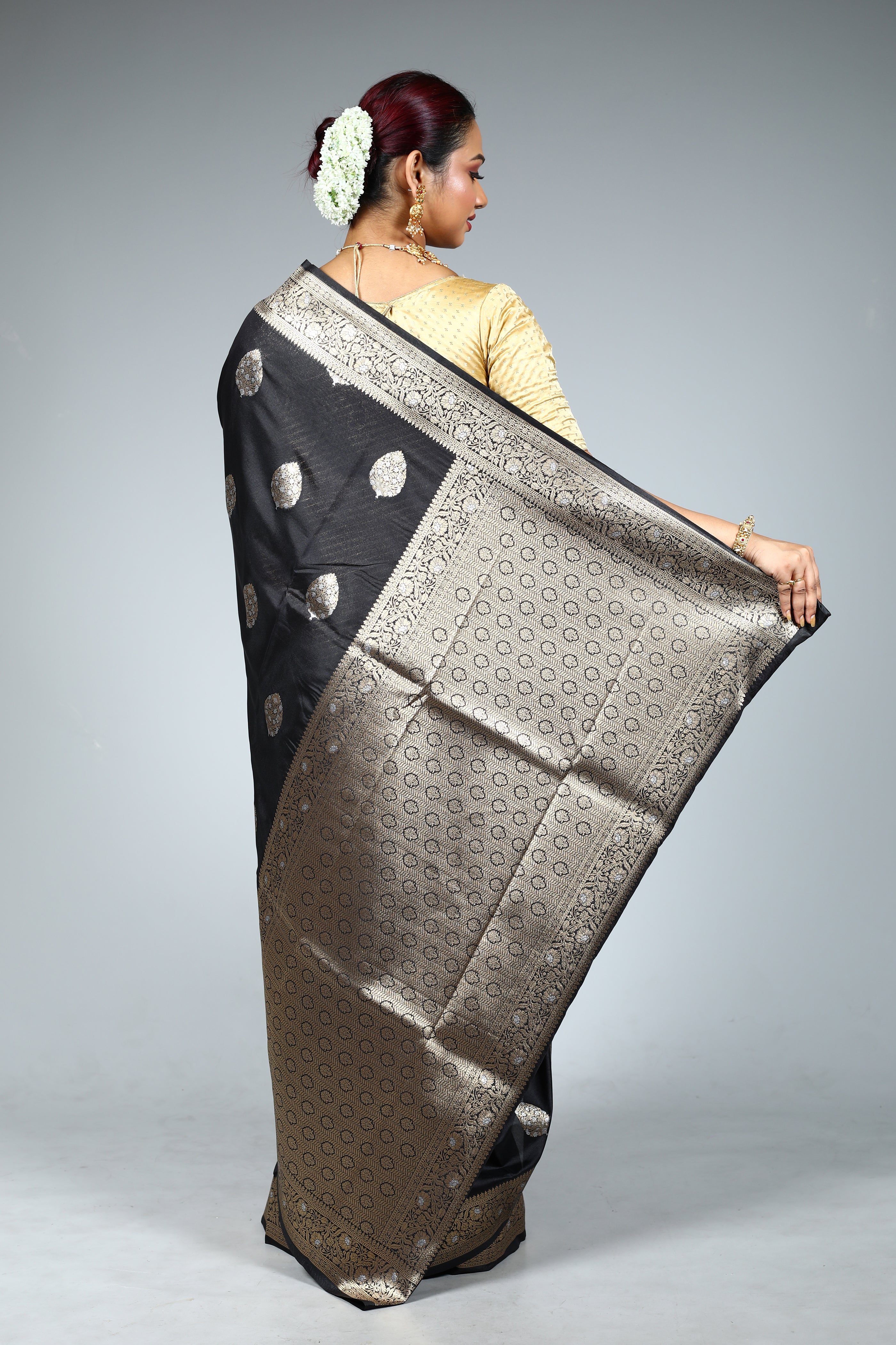 Black Blended Silk Saree