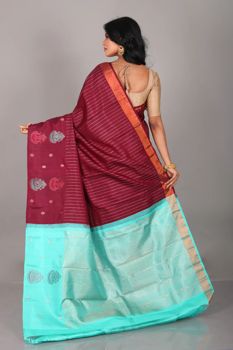 Wine Pure Kanjivaram Saree - Keya Seth Exclusive