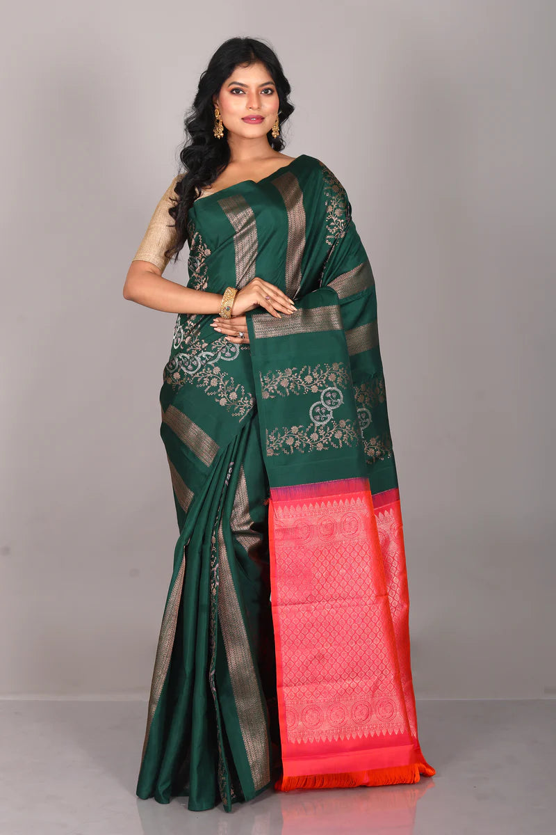 Deep Green Pure Kanjivaram Saree - Keya Seth Exclusive
